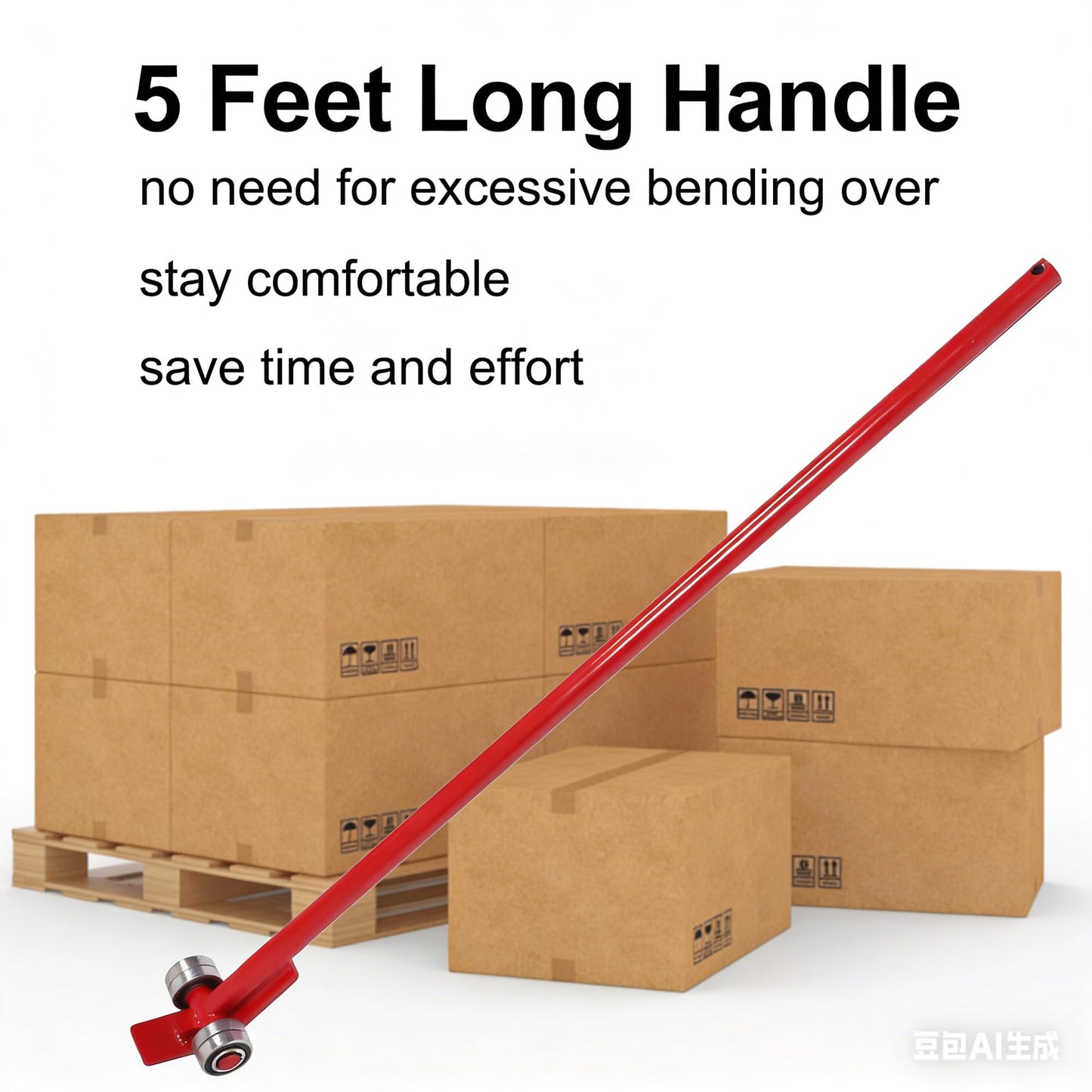 lesolar Pry Lever Bar 5T/11000LBS Load Capacity, 5FT Length Steel Handle Prylever Bar with Wheels, 59”Lifting and Handling Pry Bar for Large Pallets, Concrete Blocks, Heavy Duty Equipment Handling