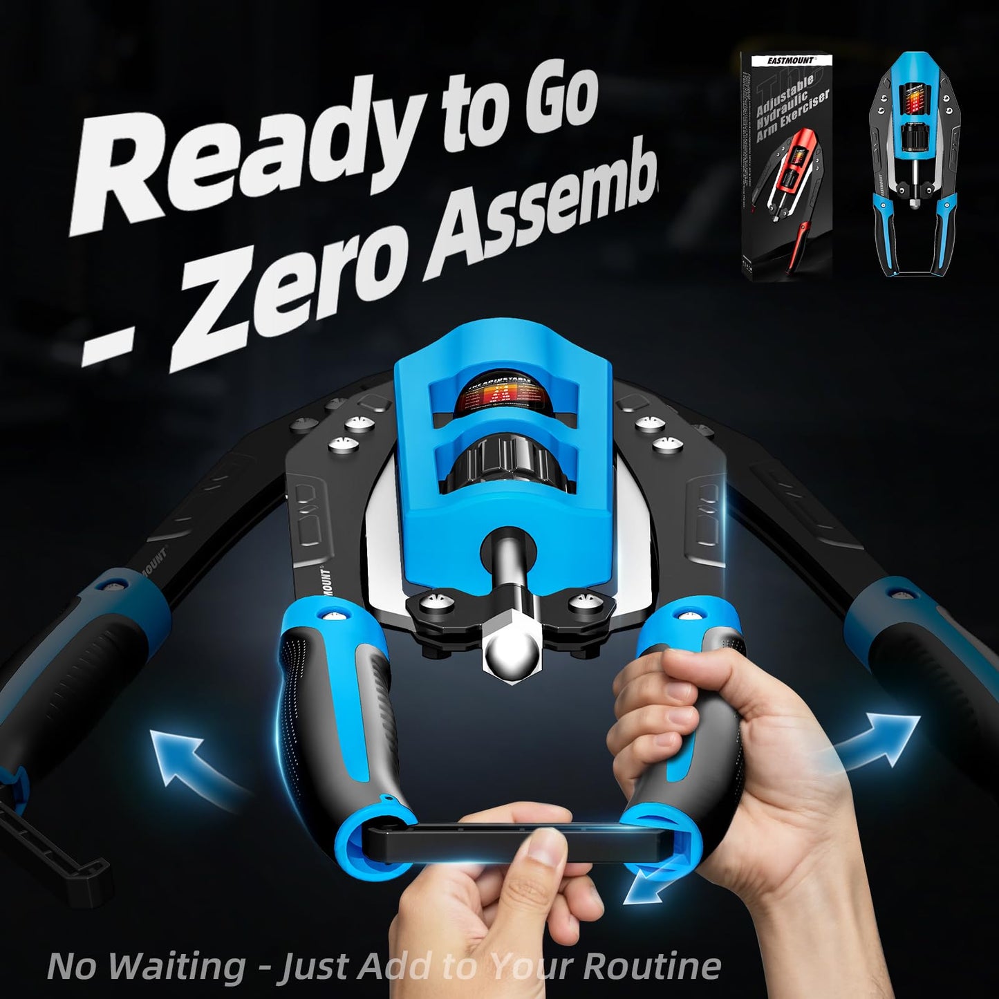 EAST MOUNT Twister Arm Exerciser - Adjustable 22-440lbs Hydraulic Power, Home Chest Expander, Shoulder Muscle Training Fitness Equipment, Arm Enhanced Exercise Strengthener (Black&Blue)