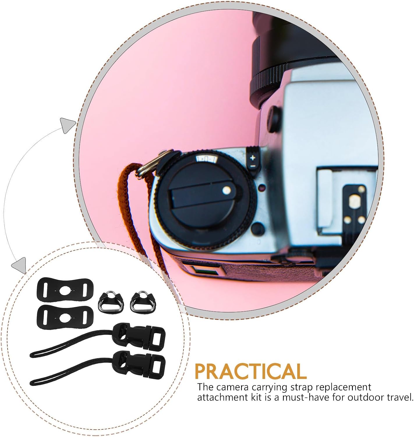 DECORNIJIA Set Camera Strap Connectors and Triangle Split Rings Replacement with Leather Protector Covers and Thick