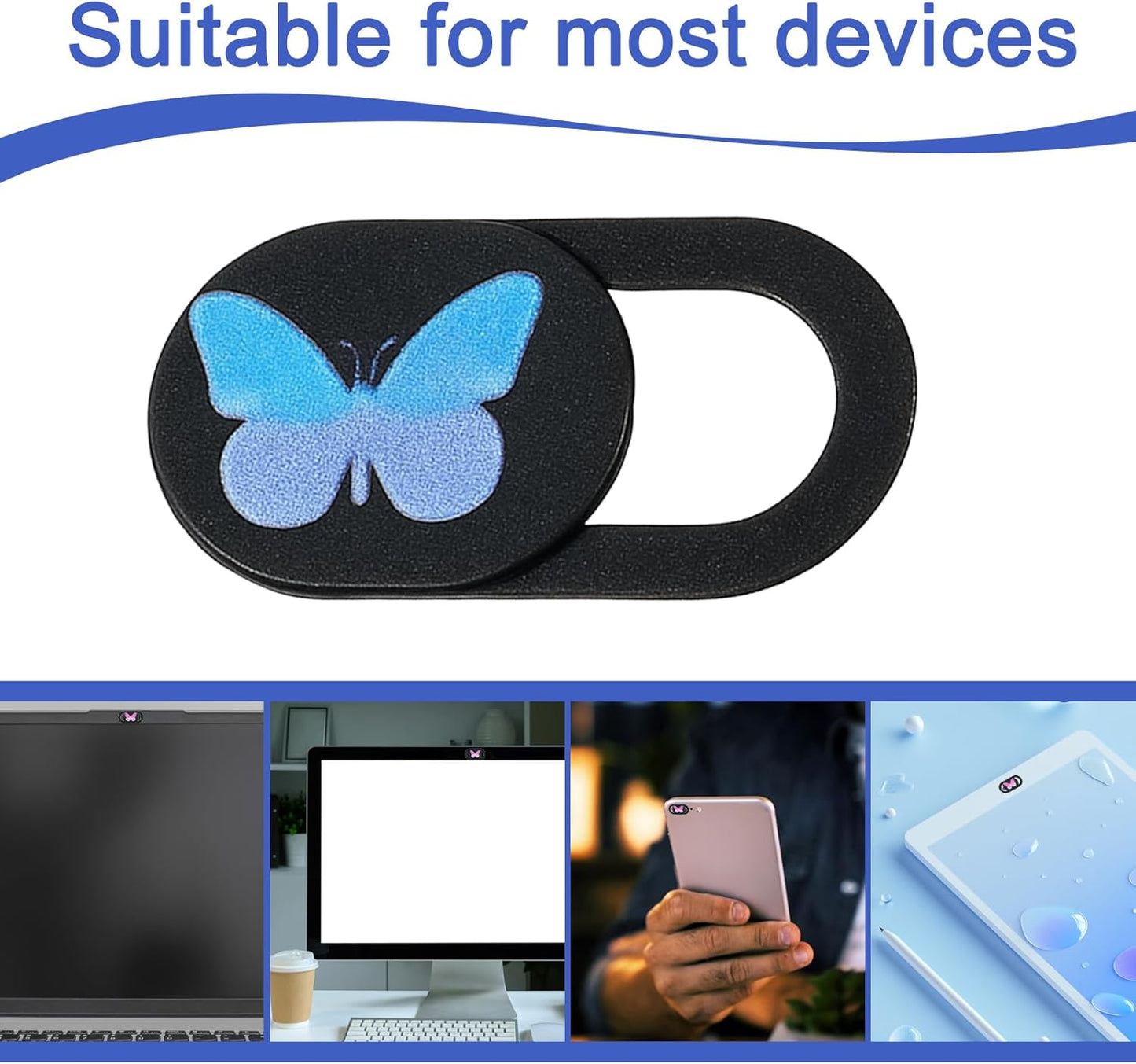 Qulkws 6 0.73''x0.35'' Pcs Webcam Cover Slide Butterfly Design Ultra-Thin Laptop Camera Cover Slide Web Cam Privacy