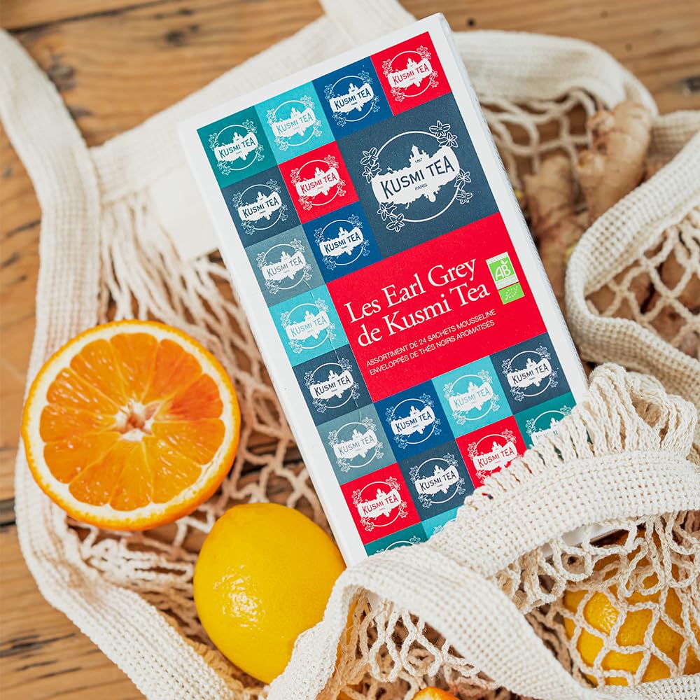 Kusmi Tea - Organic Black Tea Variety Box - Gift Idea for Men and Women - Earl Grey Tea - A Selection of 6 Iconic Flavors - 24 Tea Bags - Caffeinated Tea