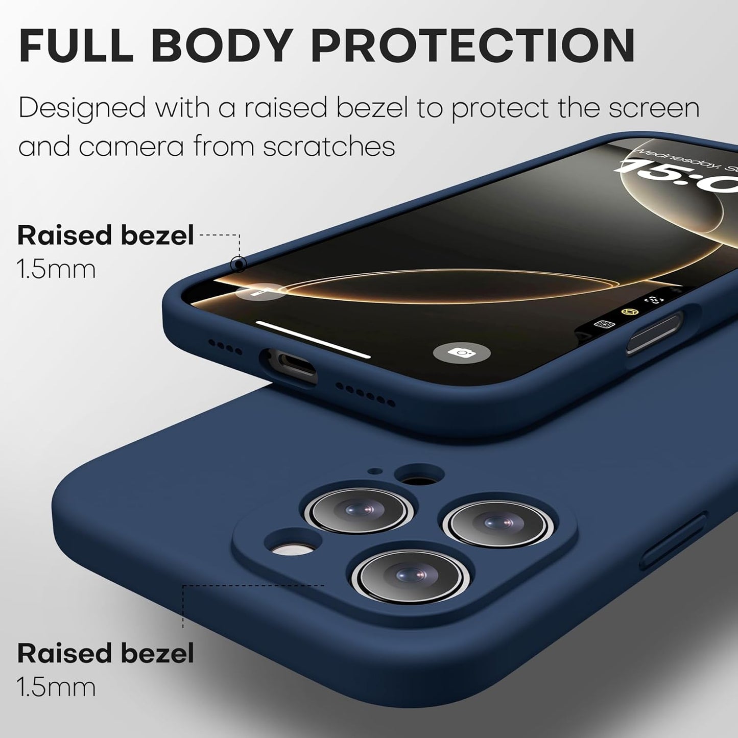 CellEver 16 Heavy-Duty Silicone Case for iPhone Pro [Camera Protection] [Anti-Oil Coating] Military Drop Protection