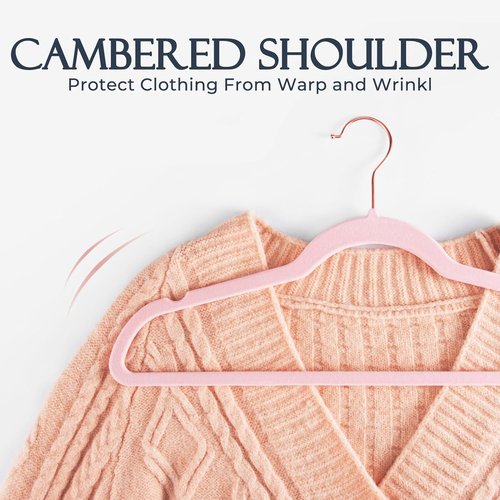 HOUSE DAY Velvet Hangers - Premium Non-Slip Clothes Hangers in Light Pink | 240 Pack, 360° Rotating Hook
