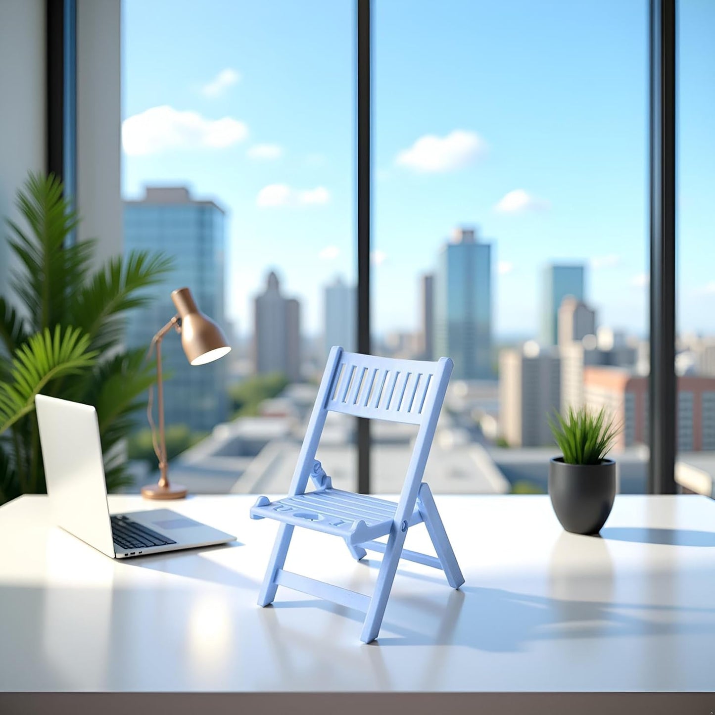 BWESOO Sky Blue Foldable Phone Stand for Desk Chair Cellphone Holder Portable Cellphone Desktop Dock Universal Desktop