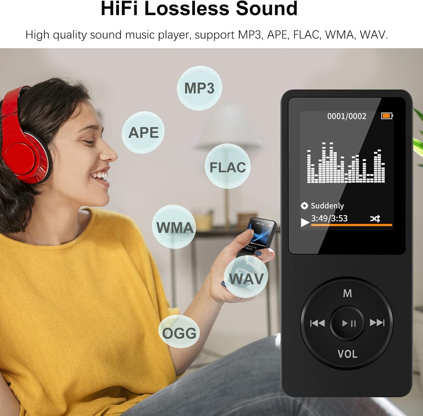 Aigital 32GB MP3 Design,1.8 Inch 128GB Bluetooth Player, Digital Music Player Running,HiFi Sound, HD Speaker, FM Radio