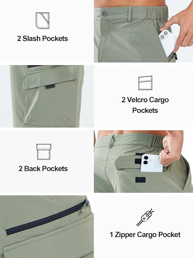 NORTHYARD Men's Cargo Hiking Shorts 9" Lightweight Outdoor Tactical Work Camping Sport Golf Casual Travel Fishing Multipocket