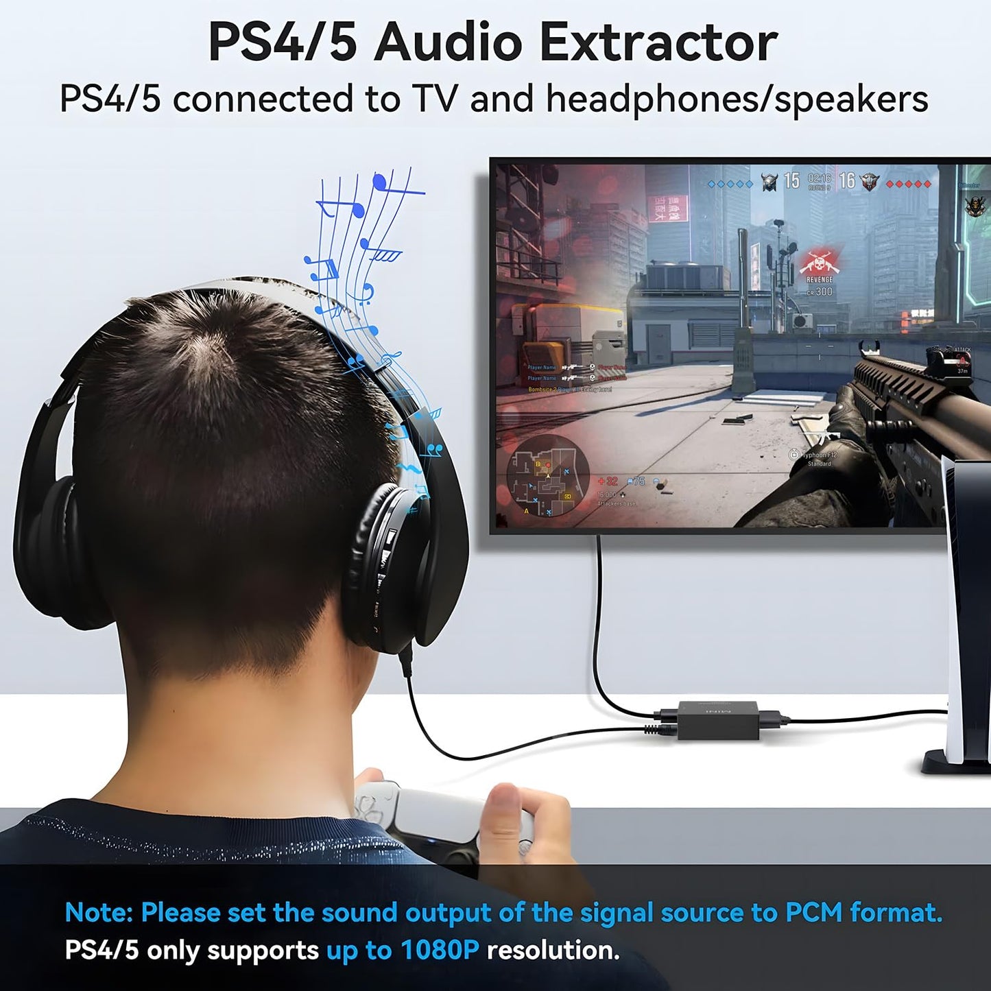 BJardinier 3.5mm 4K*2K@30HZ, 3D, 1080P PS3, PS4, PS5 HDMI Audio Extractor Splitter,HDMI to Audio Adapter, Compatible