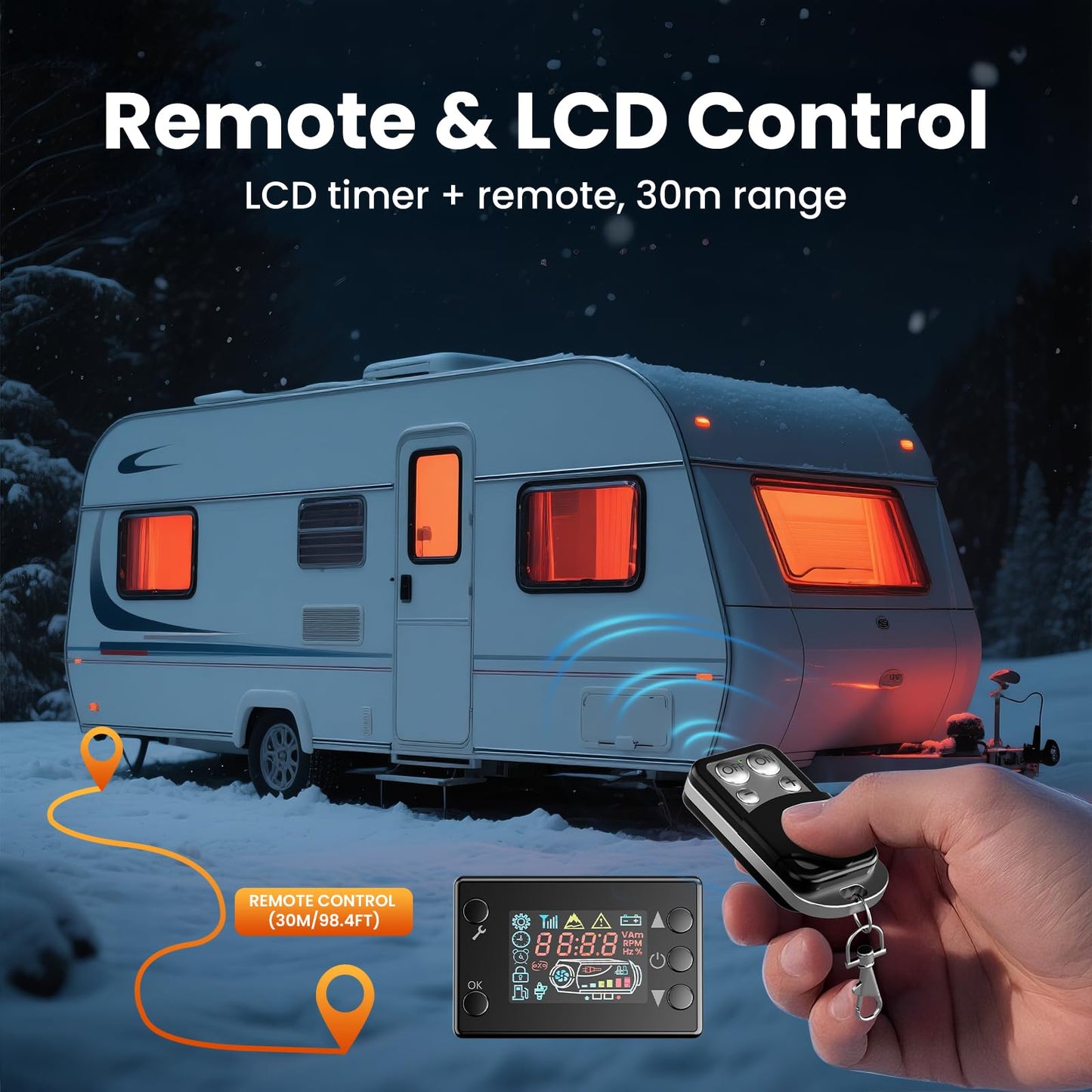 8KW All-in-One Diesel Air Heater, 12V/24V/110V Portable Parking Heating System with 5L Horizontal Fuel Tank, LCD Switch & Remote Control for RV Truck Camper Boat Garage Home