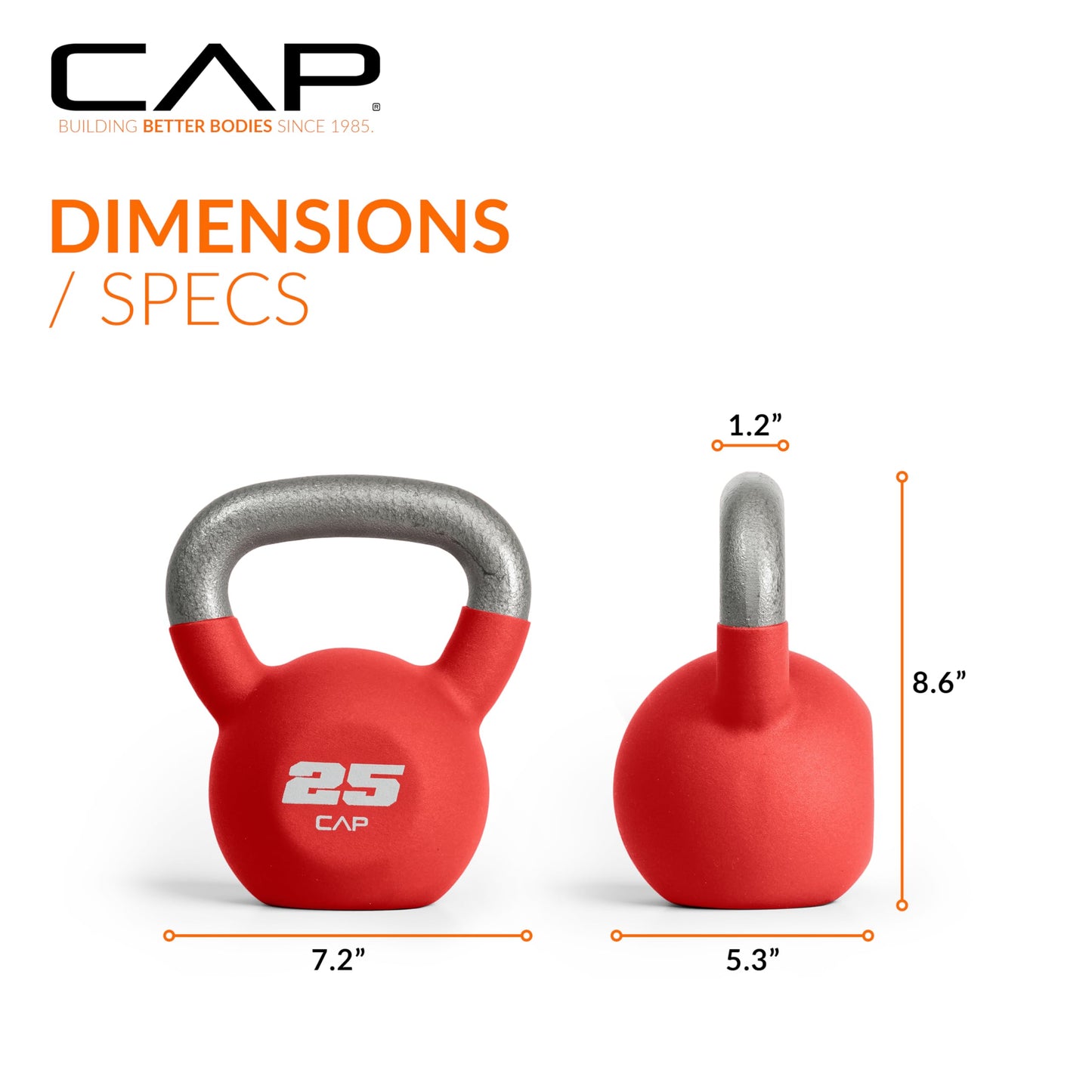 CAP Barbell 25 LB Neoprene Coated Cast Iron Kettlebell - Red