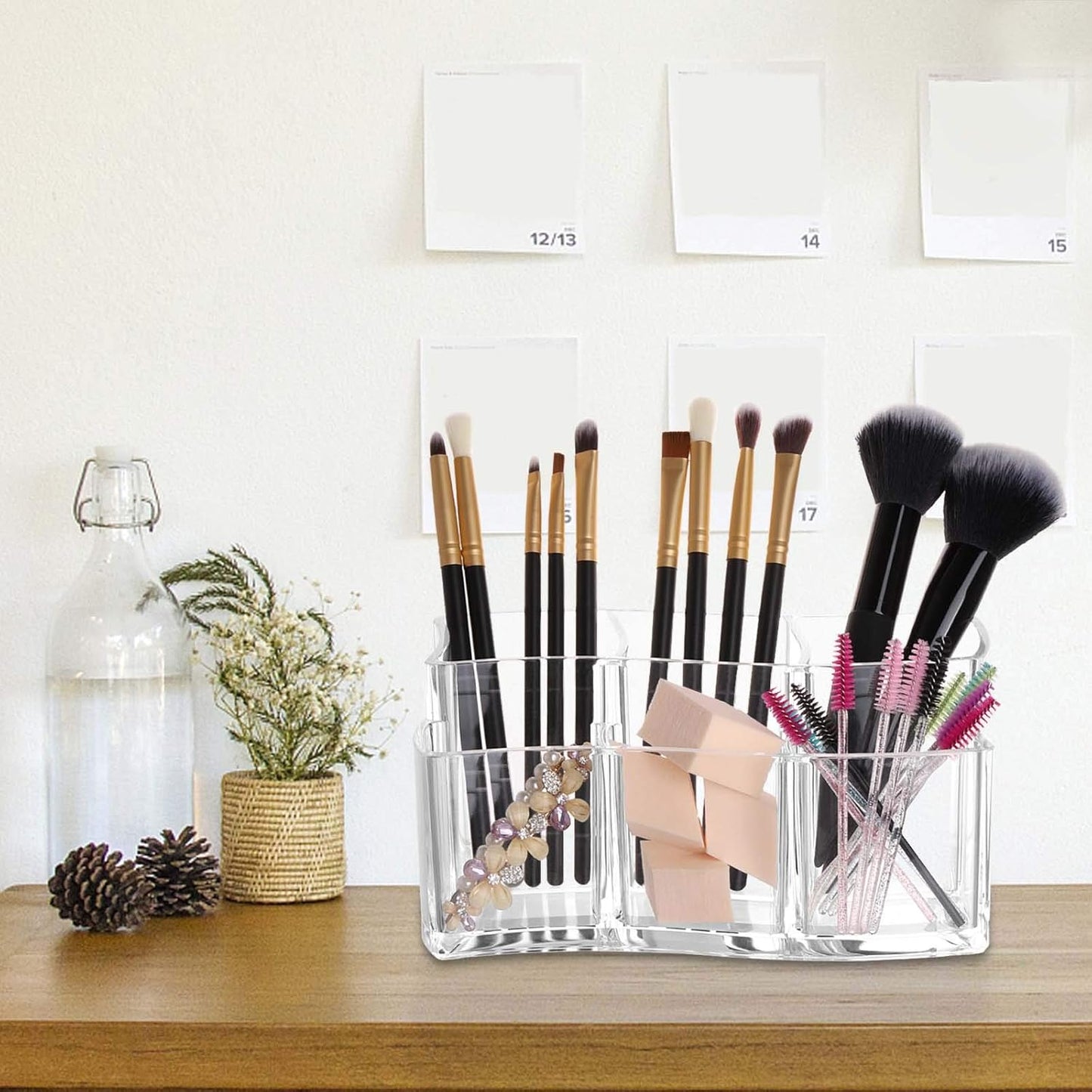 Tbestmax Acrylic Makeup Brush Holder - 6 Slot Organizer for Clear Eyebrow Pens & Cosmetics Storage