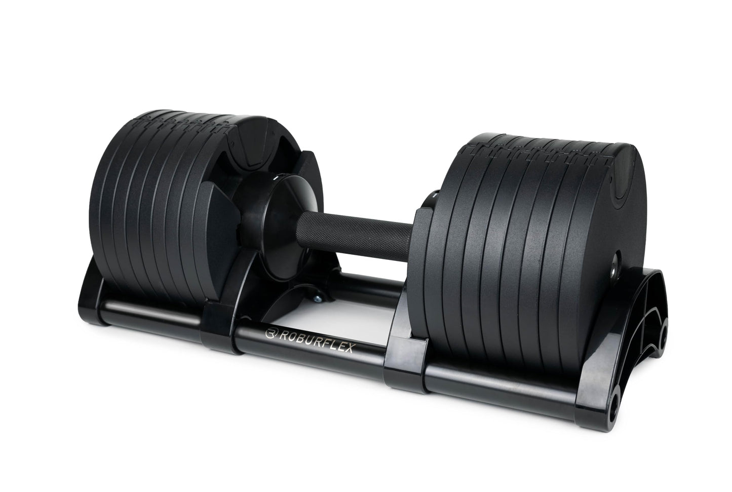ROBURFLEX Adjustable Dumbbell (Single) 5-40/80lb, 5lb Increments, for Home Gym Fitness - Upto 20 weight settings (BLACK - 80LB)