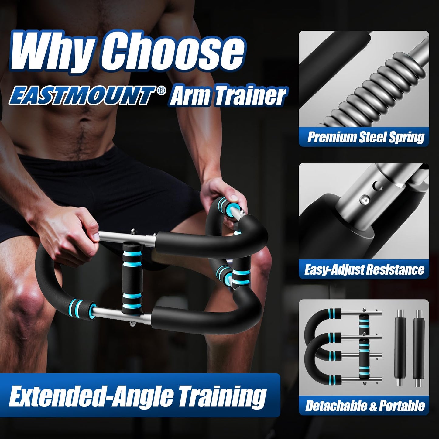 EAST MOUNT Twister Arm Trainer 20-111lb Adjustable Chest Workout Equipment for Men Women Portable Spring Resistance Muscle Builder Strength Training for Arms Chest Shoulders for Home Gym Fitness
