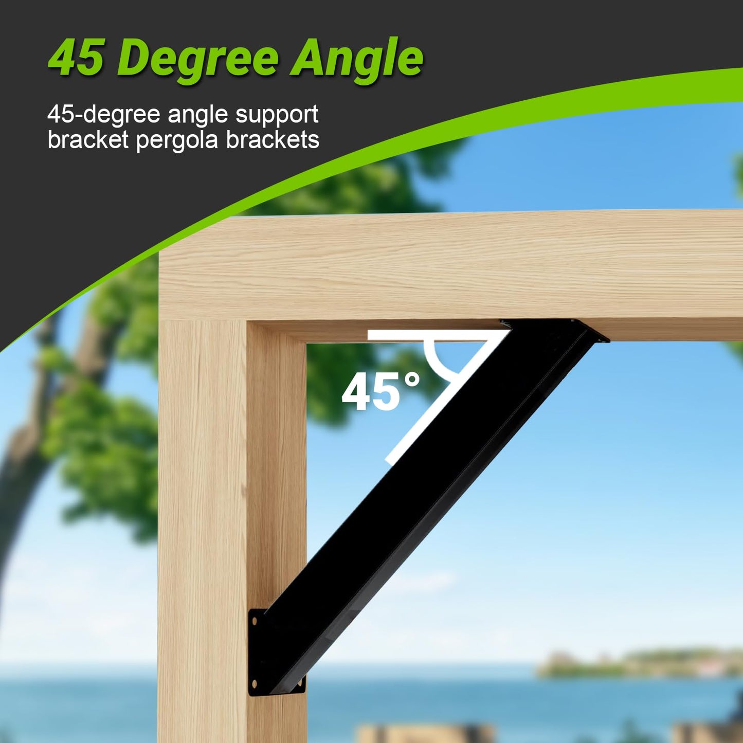 12Pcs 45 Degree Angle Support Bracket, 45° Heavy Duty Pergola Bracket Kit, 45 Degree Angle Corner Braces Inside Joint for Wood Post and Beam, Pergolas Gazebo