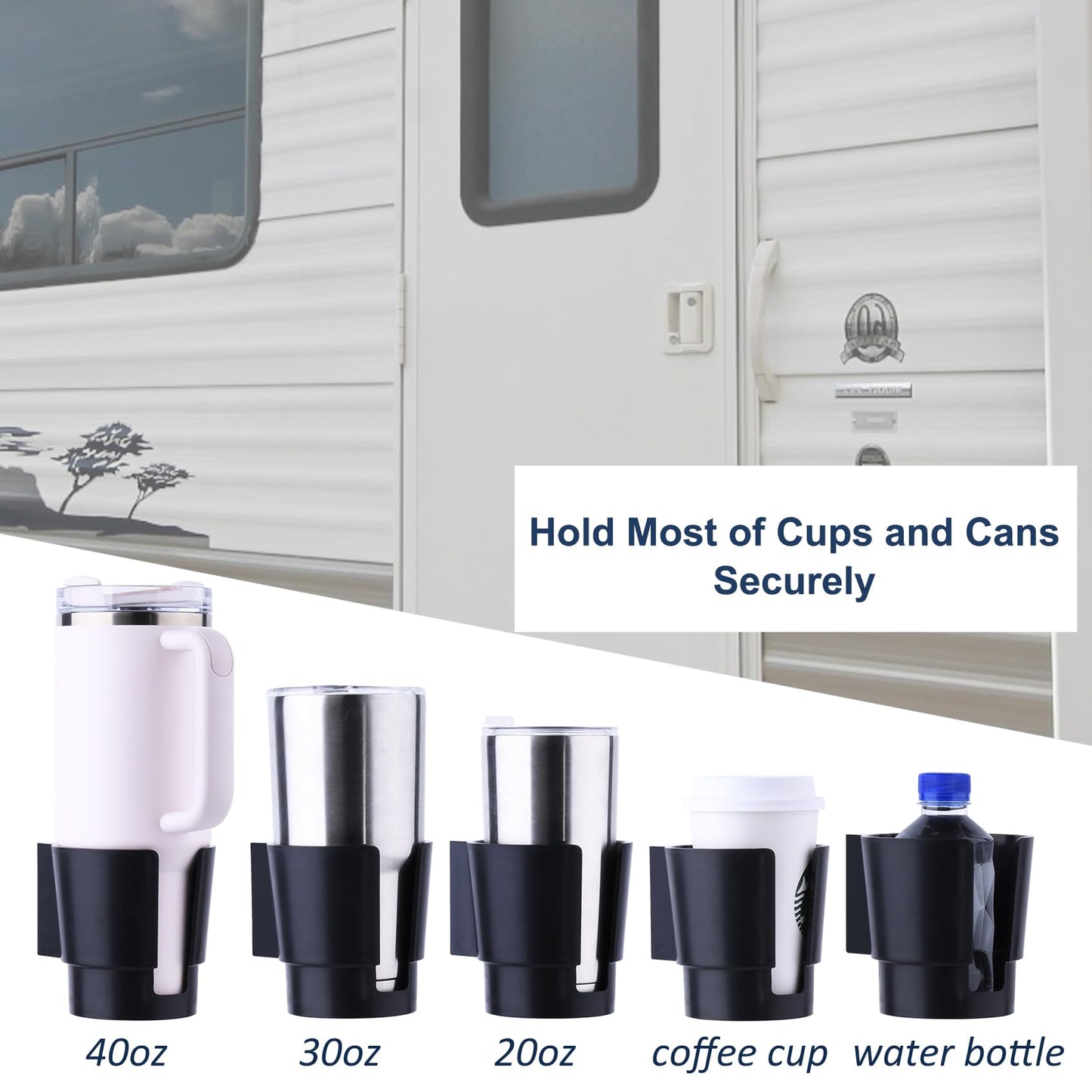 Universal Magnetic Cup Holder, Heavy Duty Plastic Drink Holder, Magnet Cup Holder for Bus Tractor Van RV, Vertical or Horizontal Mount, Fits Most Cup, Bottles, Cans, Tumblers, Black Pack of 1