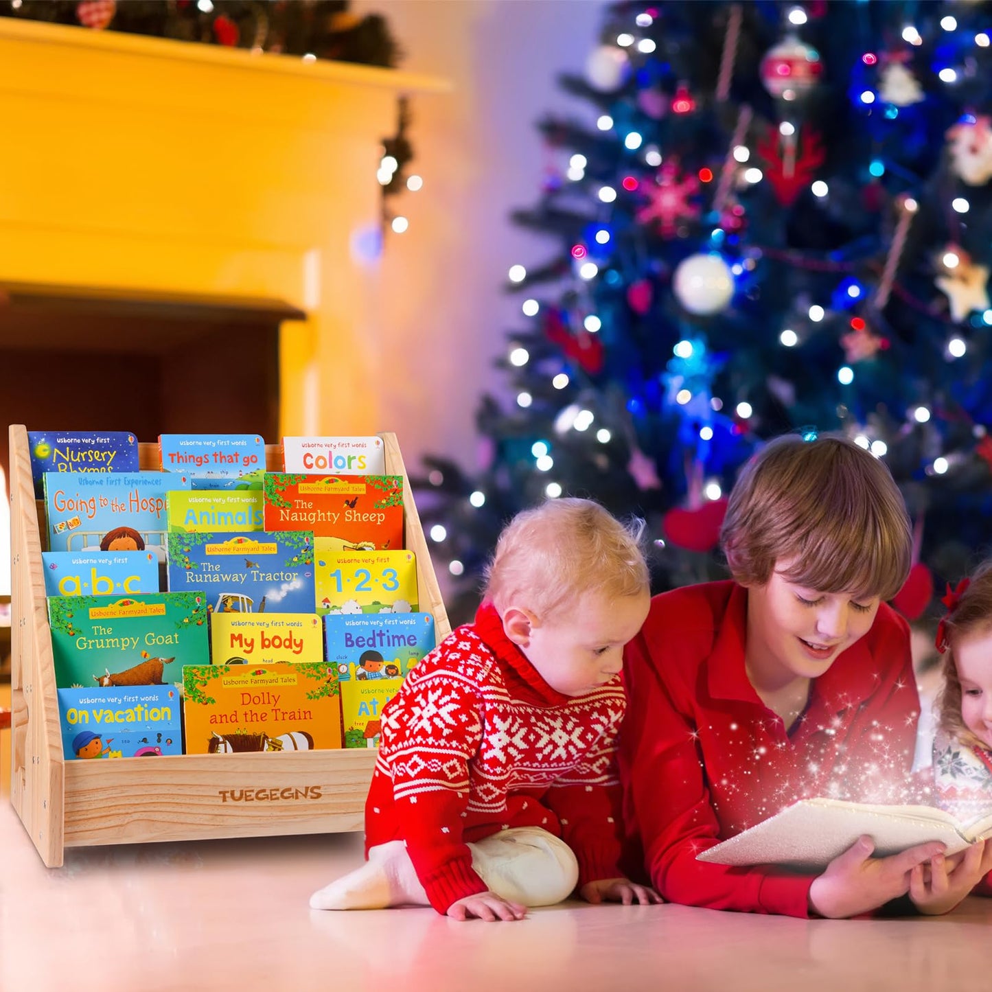 TUEGEGNS Montessori Bookshelf,Toddler Bookshelf for Kids,Organize Your Little One's Reading Adventure with Our Bookshelf - Perfect for Kids!(Wood)
