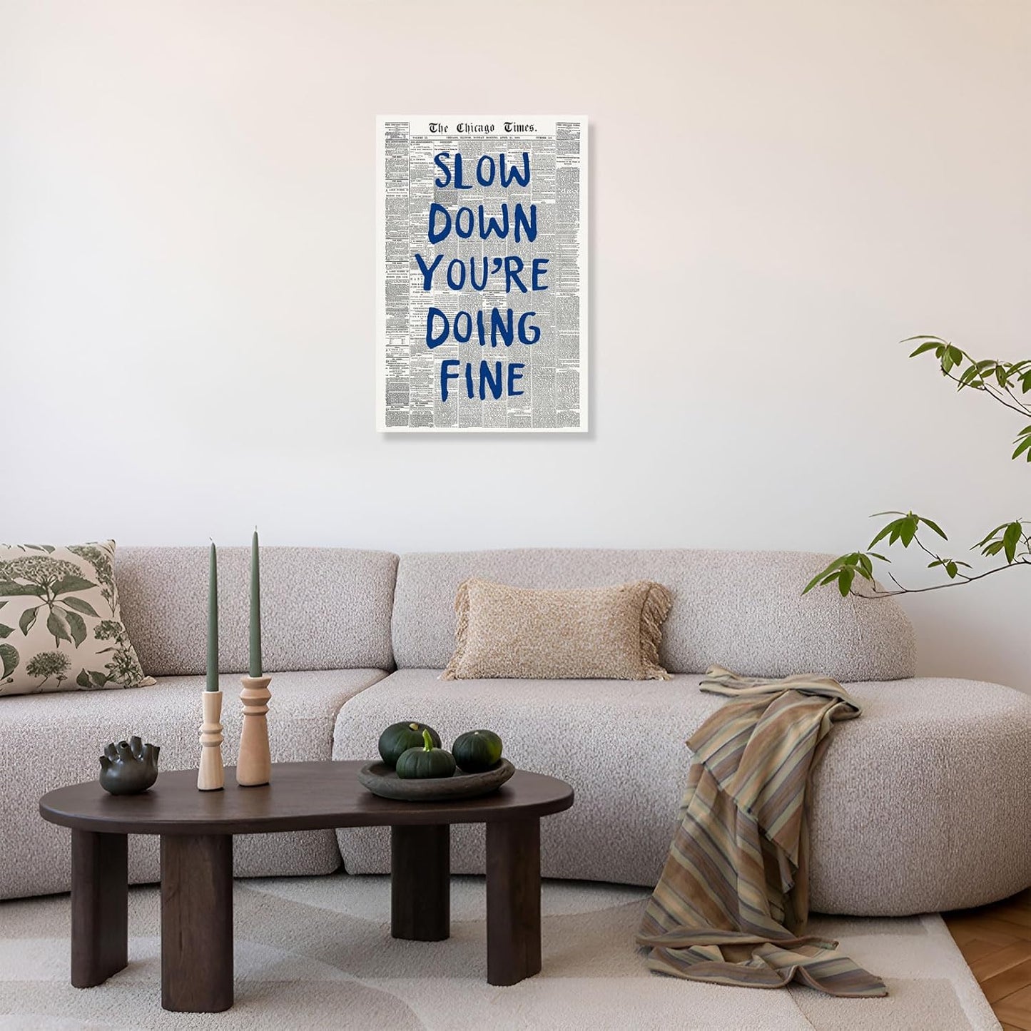 Rubeoxn Trendy Poster - Funny Navy Blue Letter Canvas Wall Art | Minimalist 12x16in Unframed Decor