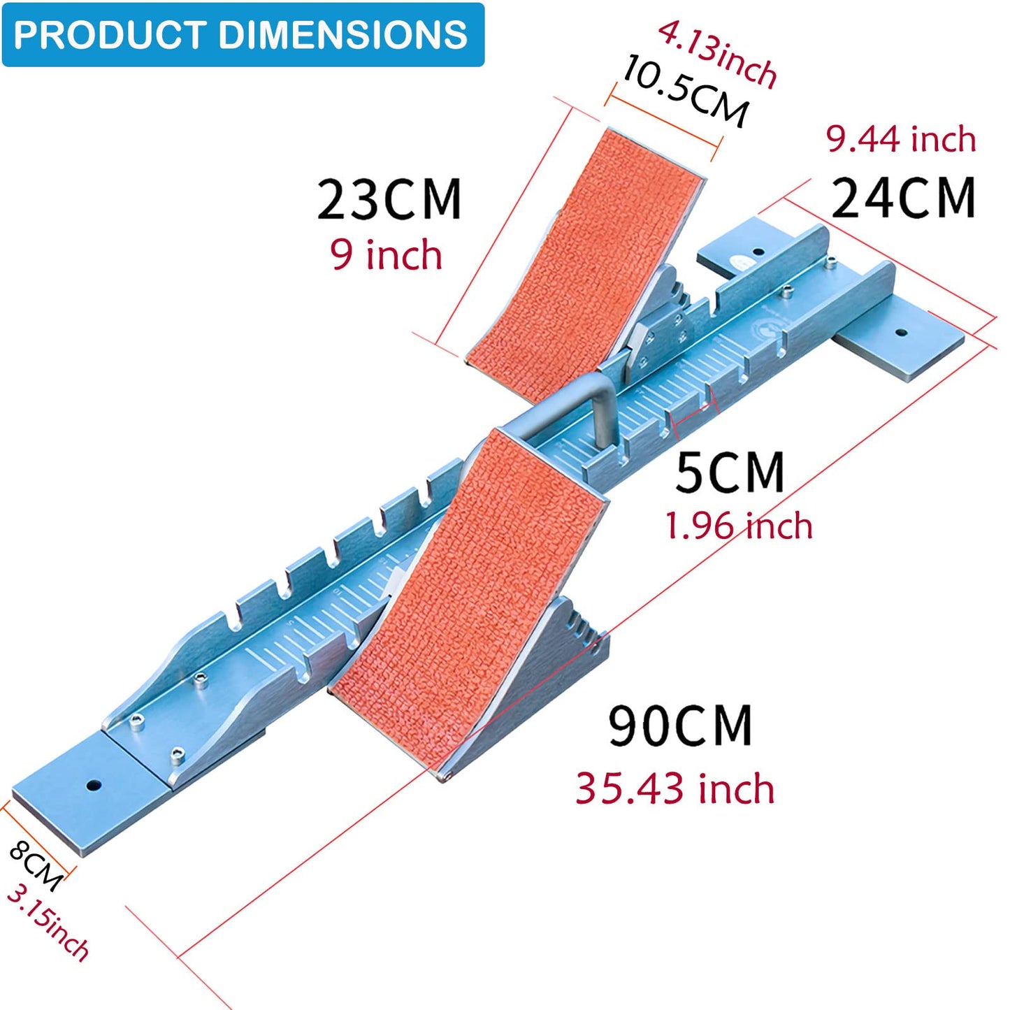 Supvision 35in High-Level Starting Blocks Aircraft Grade Aluminum Running Track Blocks Waterproof and Rustproof 4 Angle Adjustable Pedals for Track and Field Competition