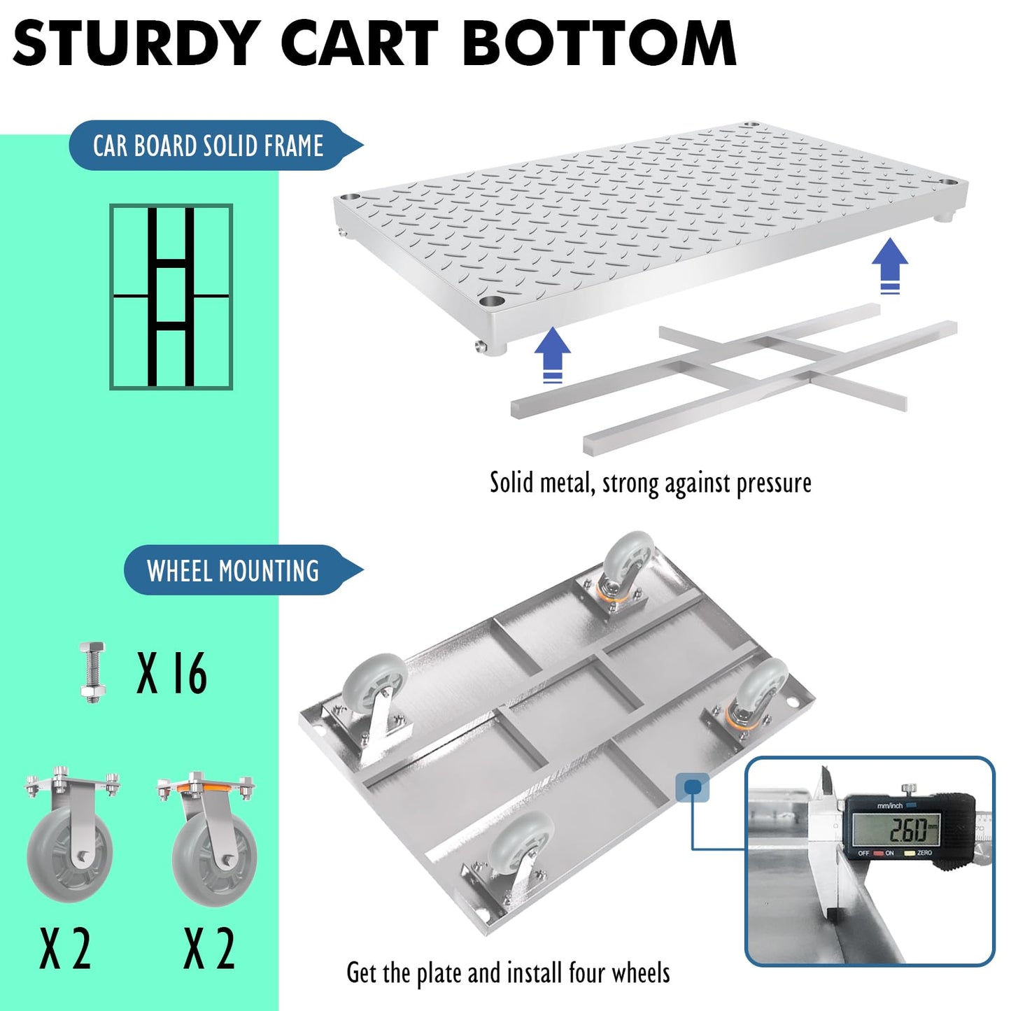 4-in-1 Platform Truck Cart with Cage, Multi-Purpose Heavy Duty Steel Flatbed Cart with 2200lbs Capacity Platform Hand Truck 6" Wheels Push Cart Dolly for Groceries, Garage, Warehouse (41“L x 24" W)