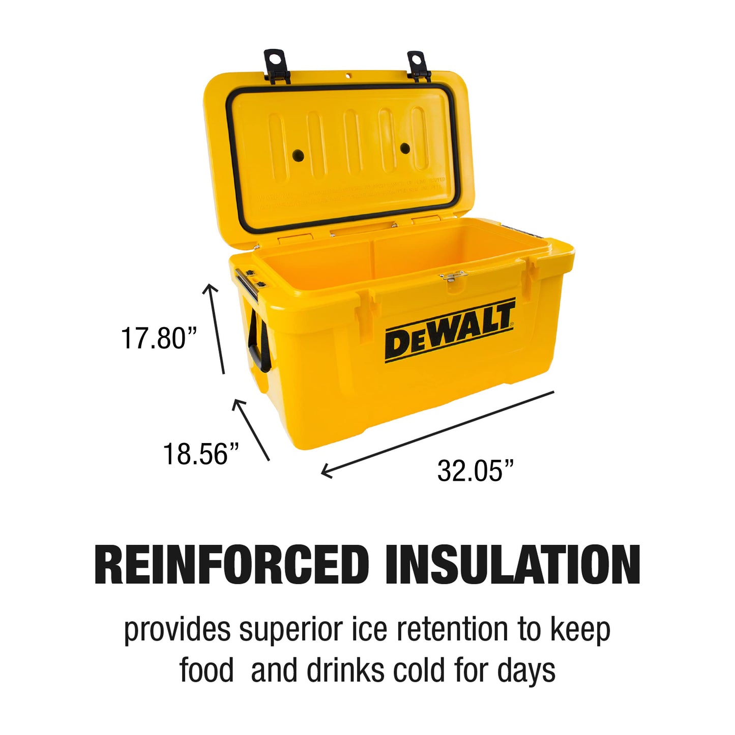 DEWALT 65 Qt Roto Molded Cooler, Heavy Duty Ice Chest for Camping, Sports & Outdoor Activities