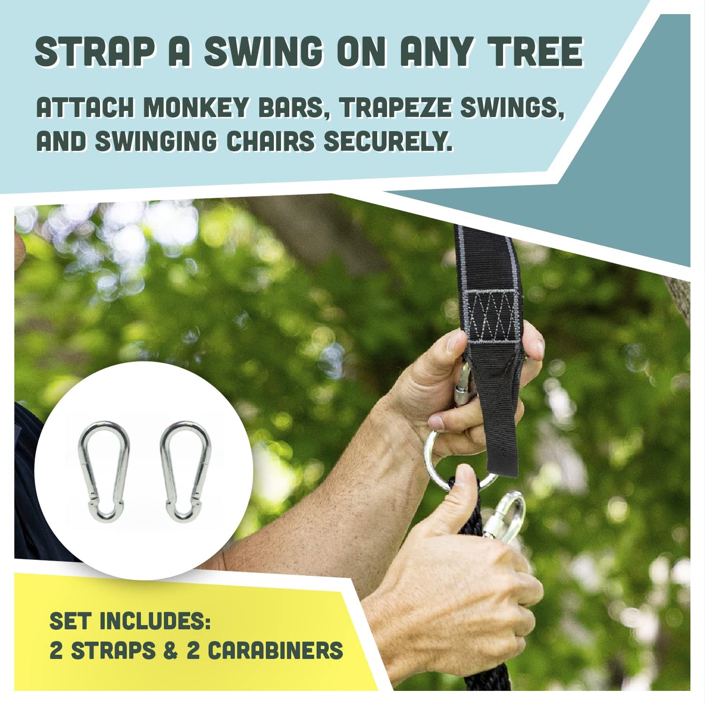 Squirrel Products Two Nylon Tree Swing Hanger Straps - 15ft Each