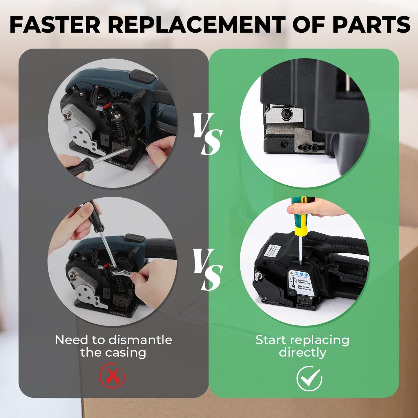 Flyrivergo 4000mah Electric Strapping Machine + Two 1046' Polyester(PET) Heavy Duty Strapping Roll (Adaptive)