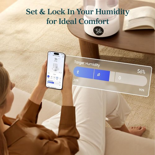LEVOIT Smart Humidifier - 4.2L Top Fill for Large Rooms | 42-Hour Runtime, Whisper-Quiet Cool Mist, APP/Voice Control