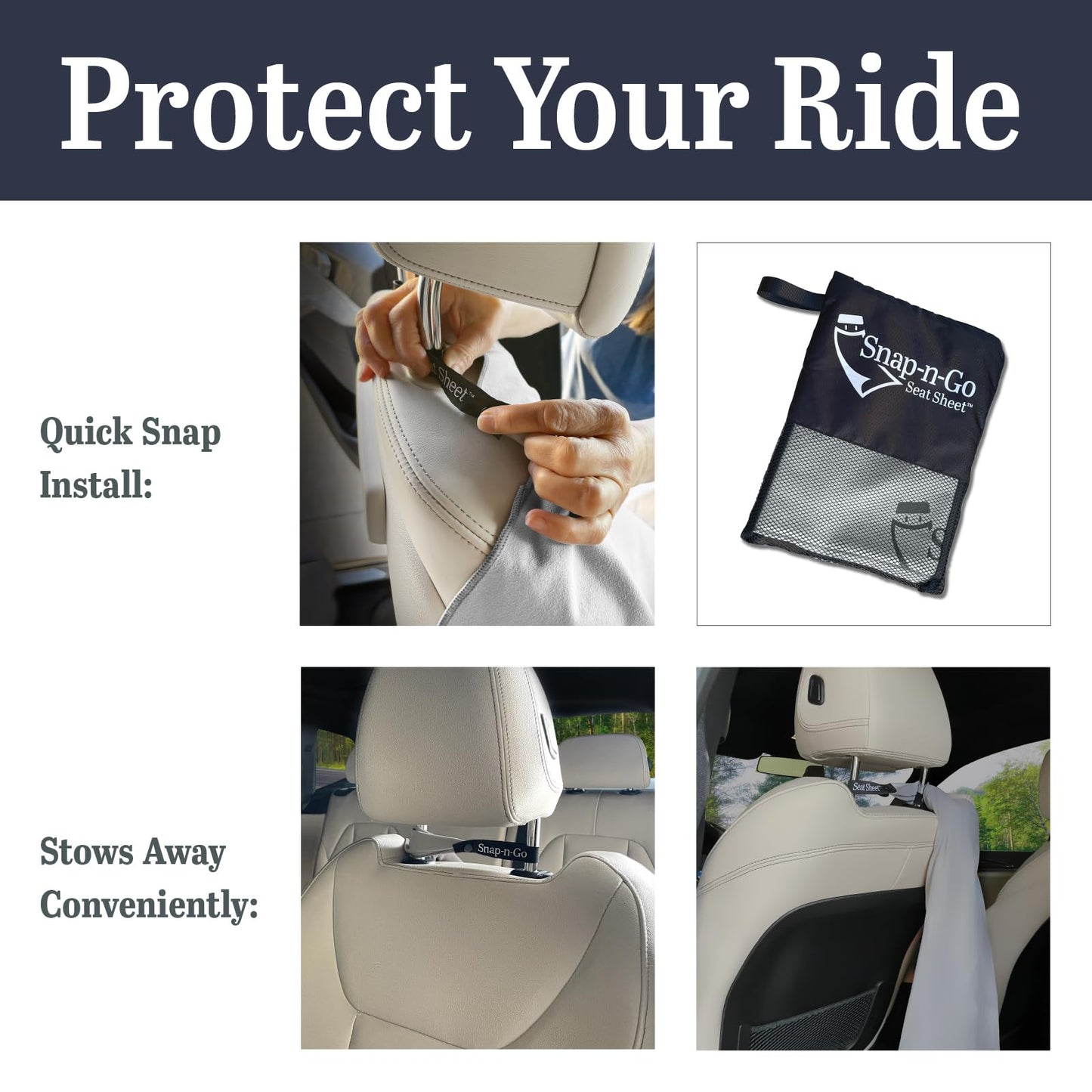 Car Seat Towel Cover After Gym Workout Yoga Pets: Snap-n-Go Seat Sheet™ Universal Fit with Headrest Post Straps, Quick-Dry Washable Sweat Protector for Car, Truck SUV Interior Protection (Light Gray)
