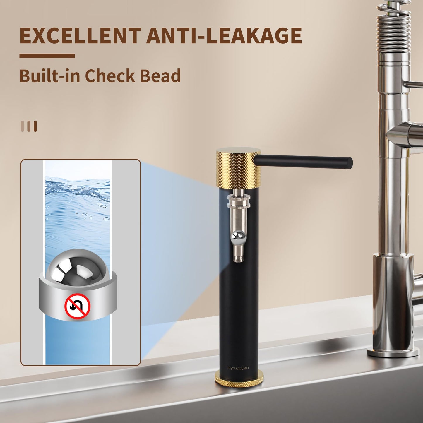 TYESTAND SD-100 Sink Soap Dispenser Brass Pump Head Built in Soap Dispenser for Kitchen and Bathroom Sink with 1000ml Bottle and 59"(1.5m) Extension Tube Kit (Black)