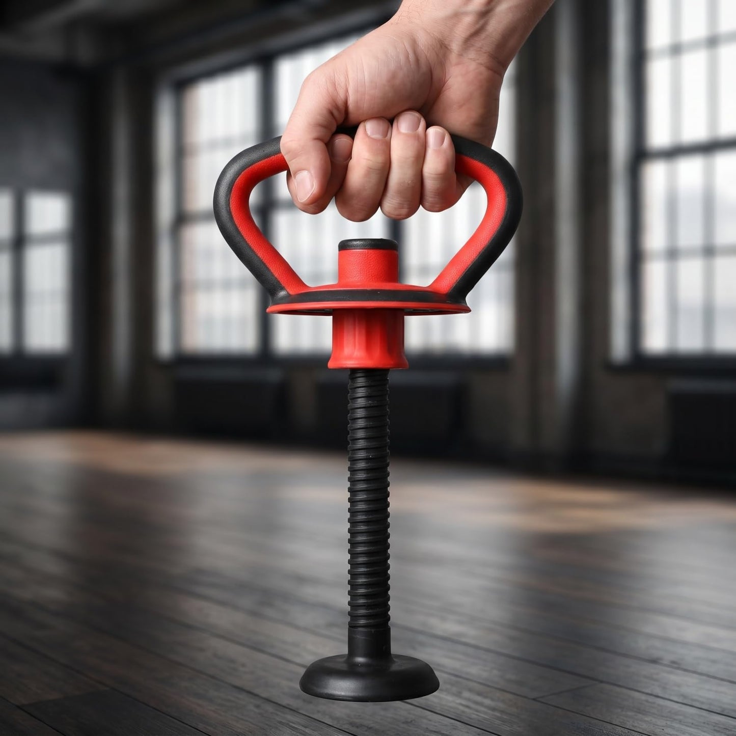 Kisangel Adjustable Kettlebell Handle with Base Nut for 40 Lb Weight Plates Anti-Slip Grip Attachment for Strength Training and Full Body Workouts at Home or Office
