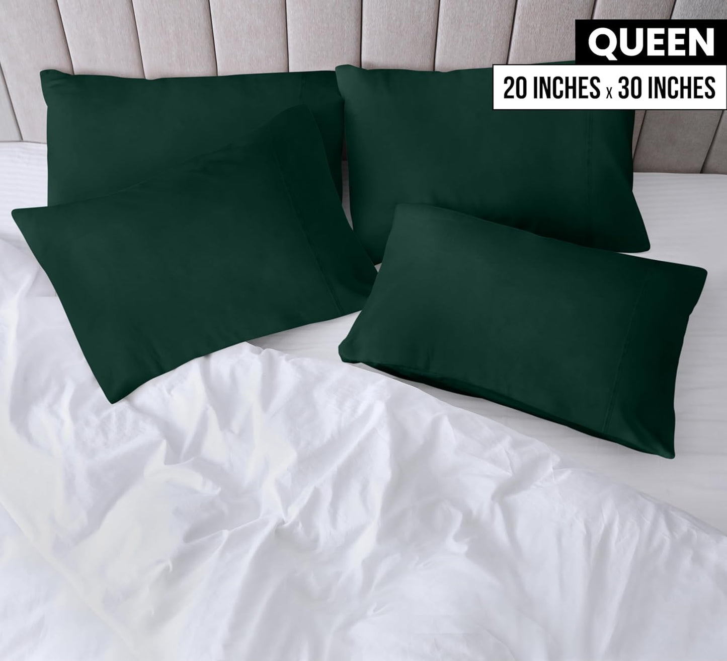 Utopia Bedding Queen Pillow Cases - Soft Brushed Microfiber - 4 Pack | Fade & Shrinkage Resistant - 20 X 30 Inches (Emerald)