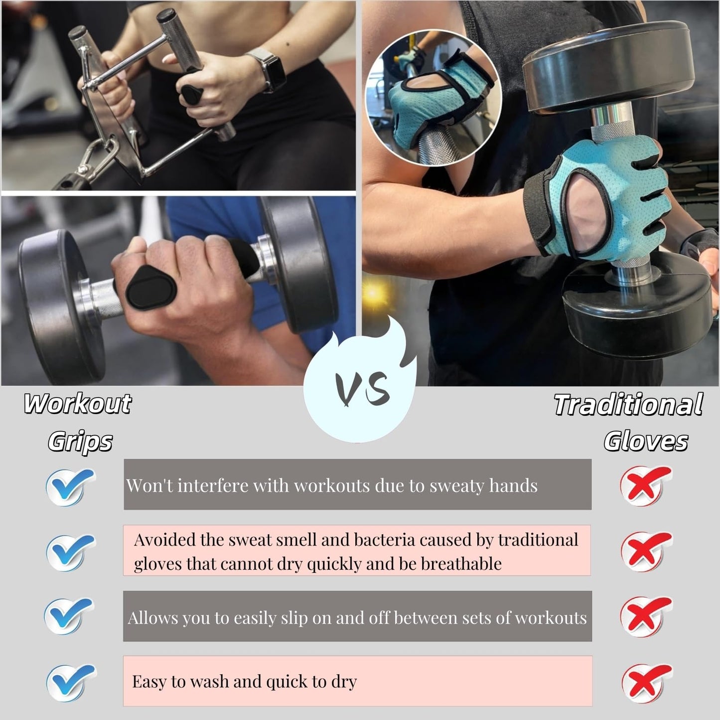 Jopplim Anti-Slip Workout Grips, Ergonomic Workout Gloves, Weight Lifting Grips, for Men and Women, Silicone Gym Grips Pads, Soft, Palm Protection, Suitable for Various Fitness Training