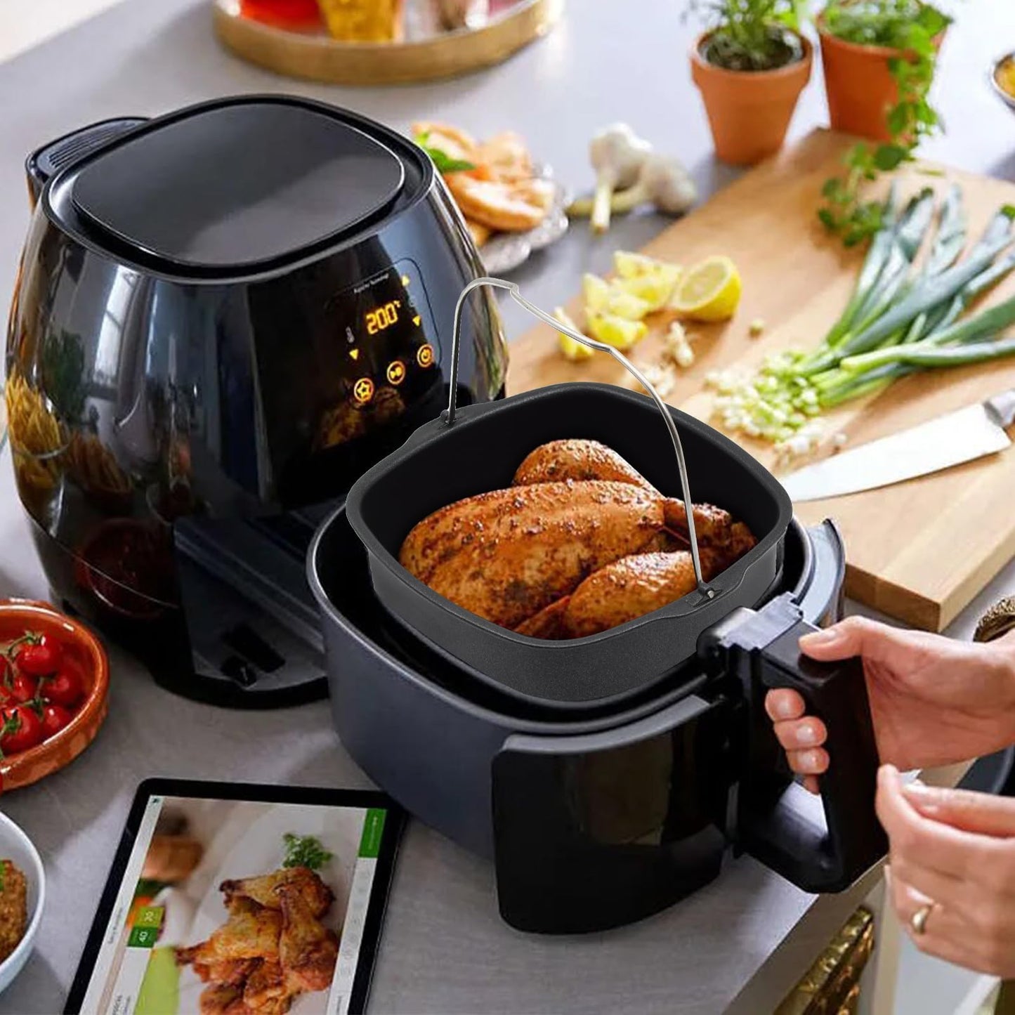 6.89 inches Air Fryer Cake Pan, Non-stick Air Fryer Cake Barrel Air Fryer Cake Pizza Baking Pan for Instant Pot Cake Baking Tray Basket Air Fryer Accessories (6.89'')