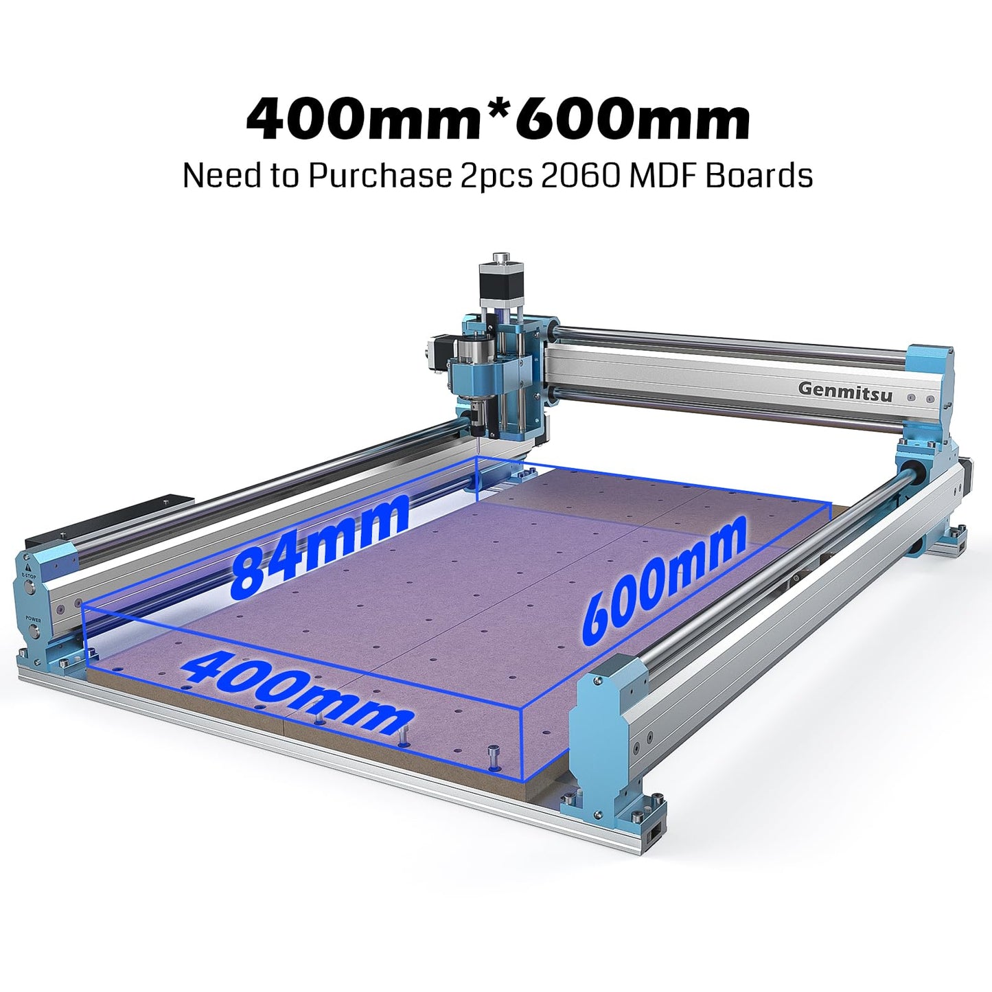 Genmitsu CNC Router Machine 4040-PRO + Y-axis Extension to 4060 Kit + 2pcs Threaded Inserts 2060 MDF Spoilboard