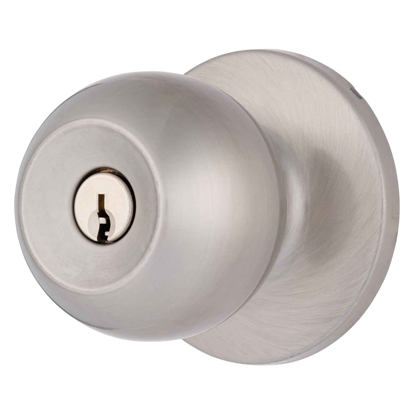BRINKS Transitional Keyed Entry Door Knob - Satin Nickel Exterior Door Lock Set, Seamlessly Blends with Interior Décor, 1 Pack