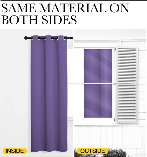 NICETOWN Lilac Purple Blackout Curtains - 90" Long, Sound Reducing & Heat Blocking | 55" Wide, 2 Panels