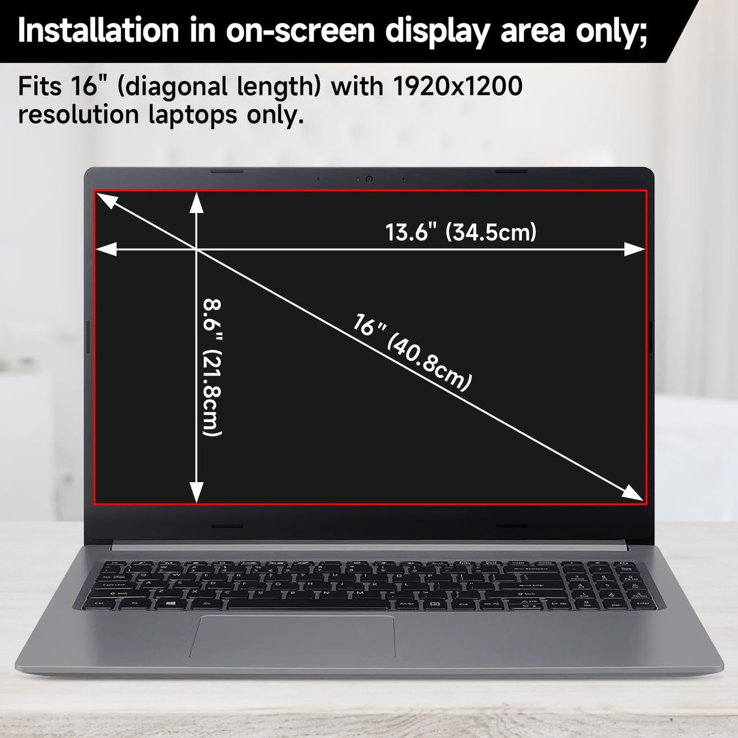 16 Inch 16:10 16" 1920x1200 Laptop Privacy Screen Filter, Anti Blue Light Glare & Anti Scratch Computer Privacy Shield