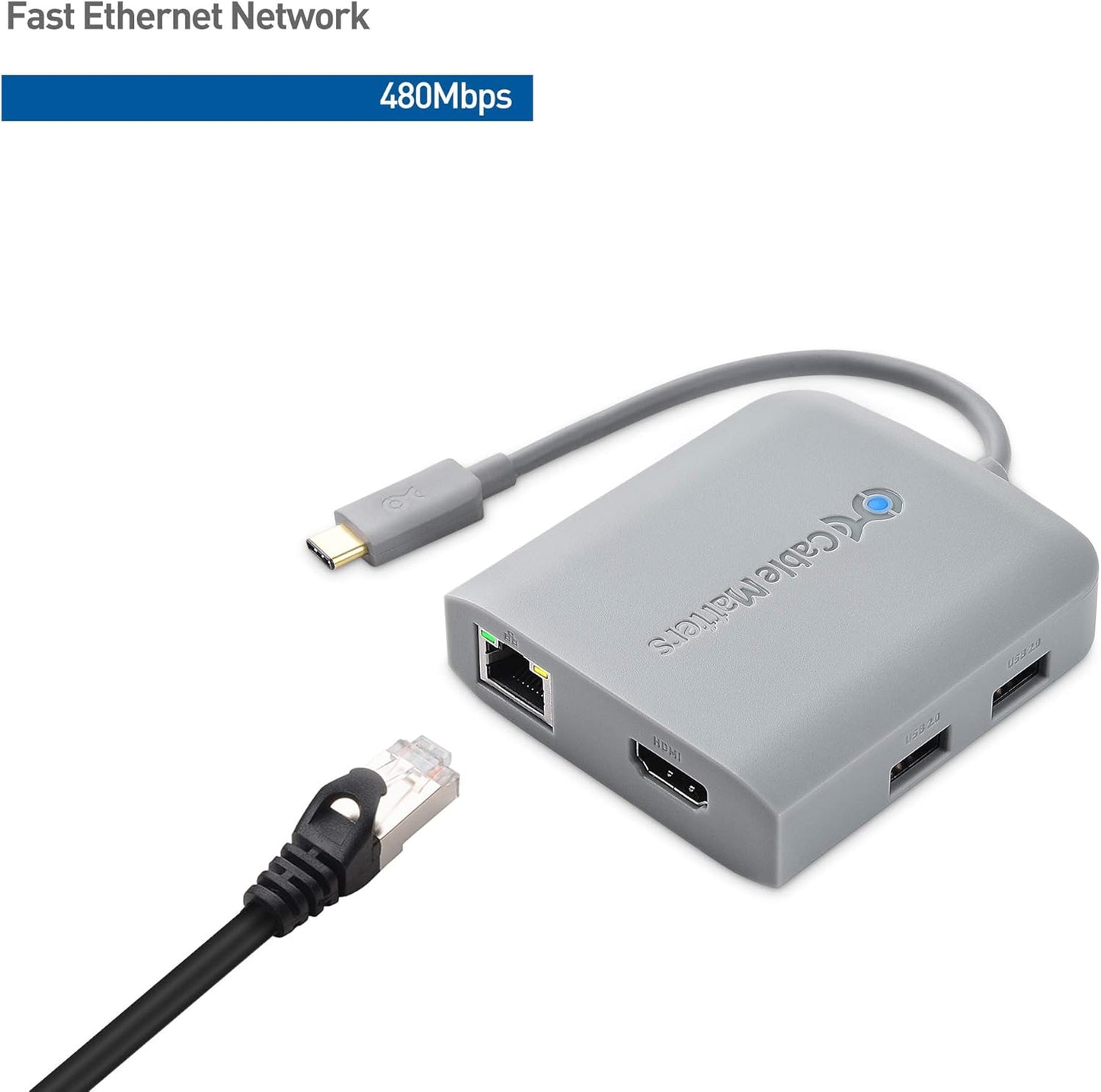 Cable Matters 4K 2X 2.0, 480Mbps 60W [Works with Chromebook Certified] USB C Hub Multiport Adapter with HDMI, USB