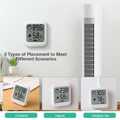 HATUSOKU Digital Thermometer & Hygrometer - Comfort Face Display, Stand & Magnet | Heat Stroke Prevention