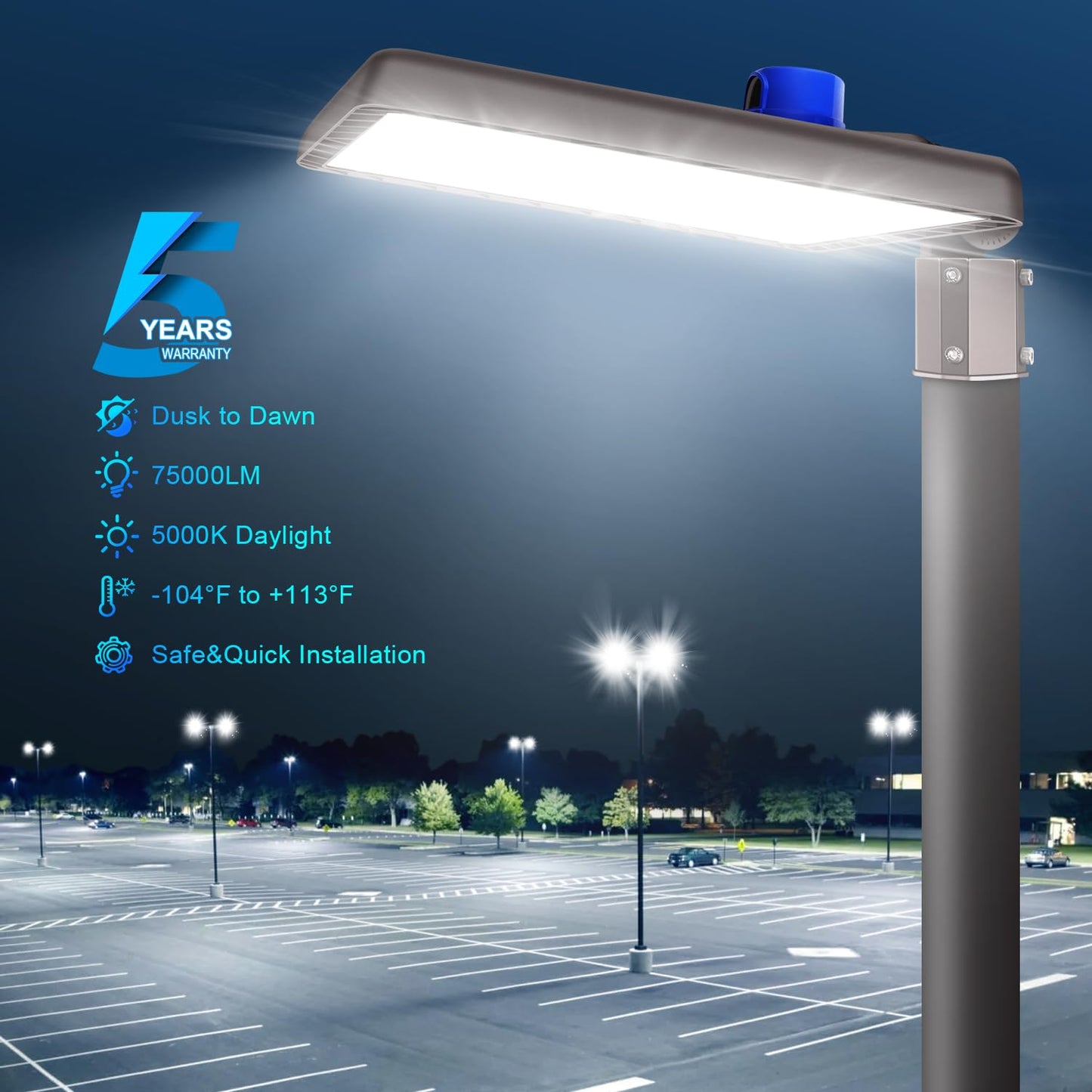 BIRITALO 480W LED Parking Lot Light Outdoor,72000LM 100V-277V Dusk to Dawn LED Building Flood Lights Commercial 5000K Slip Fitter Street Pole Lights IP65 Waterproof Large Area Shoebox Barn Lighting