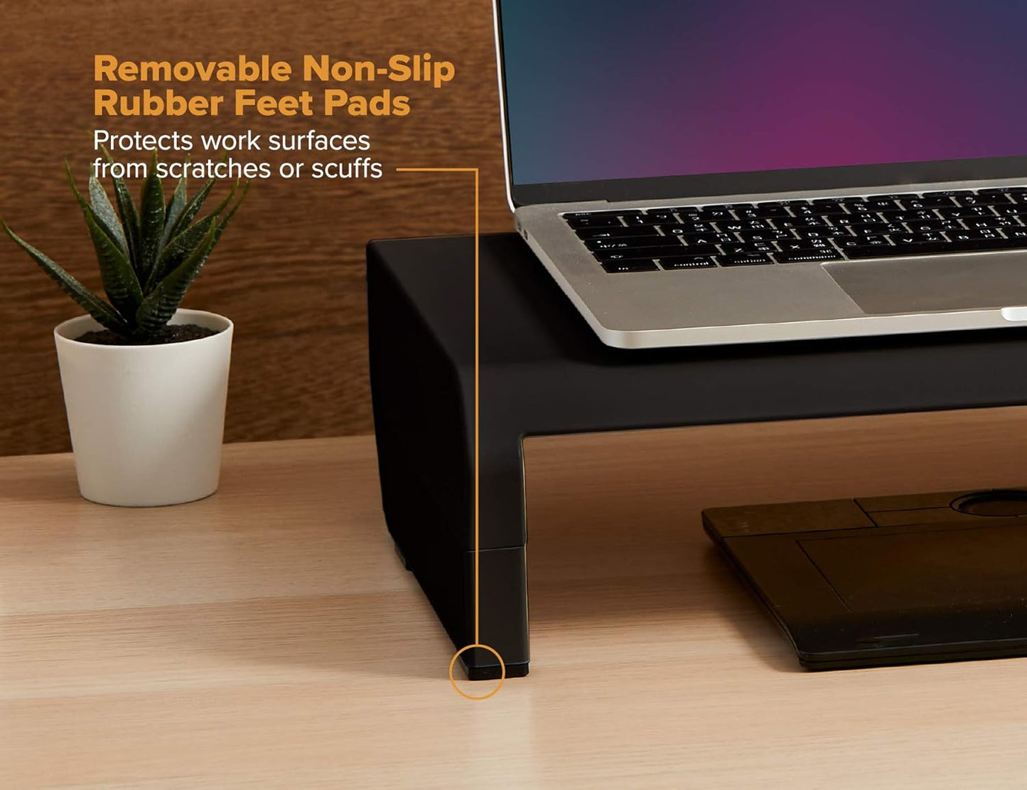 4 Bostitch Office Konnect Adjustable Monitor Stand Riser, Height Adjustments, Built-In Cable Management, Rubber Feet