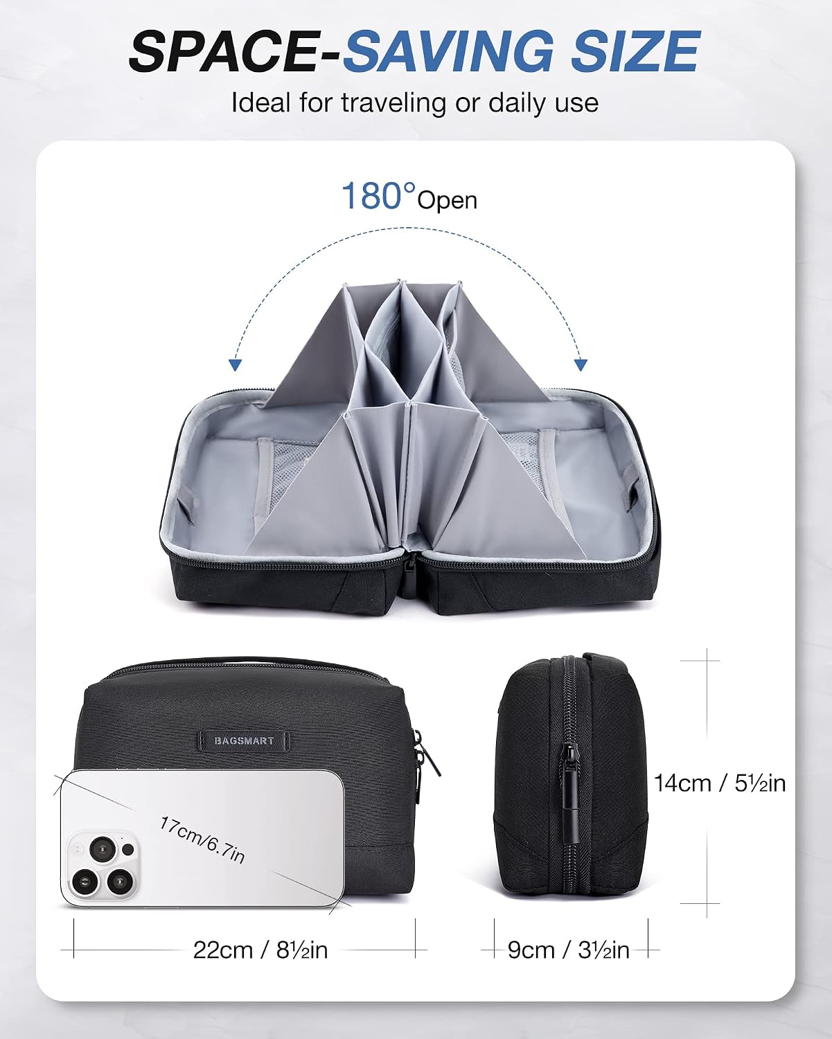 BAGSMART Electronics Organizer Pouch, Travel Tech Organizer Bag for Travel Essentials, Cord Organizer Bag as Travel