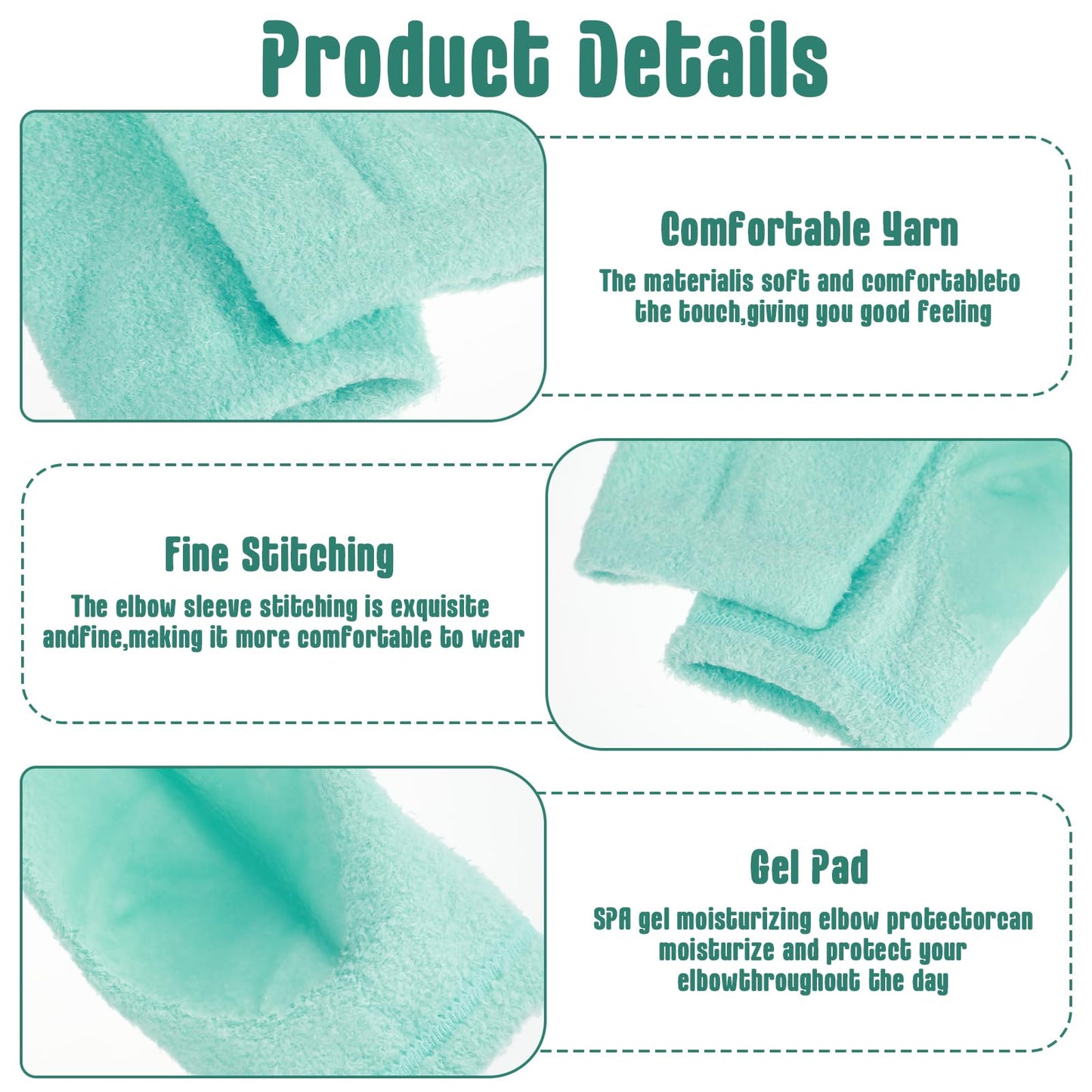 Classicseali 2 Pairs Dry Elbow Treatment, Elbow Protector Beauty Gel Moisturizing, Elbows Protectors for Elderly, for Moist Chapped Dry Skin Care, Cover Heel Socks, Elbows Sleeves,Black & Light Blue