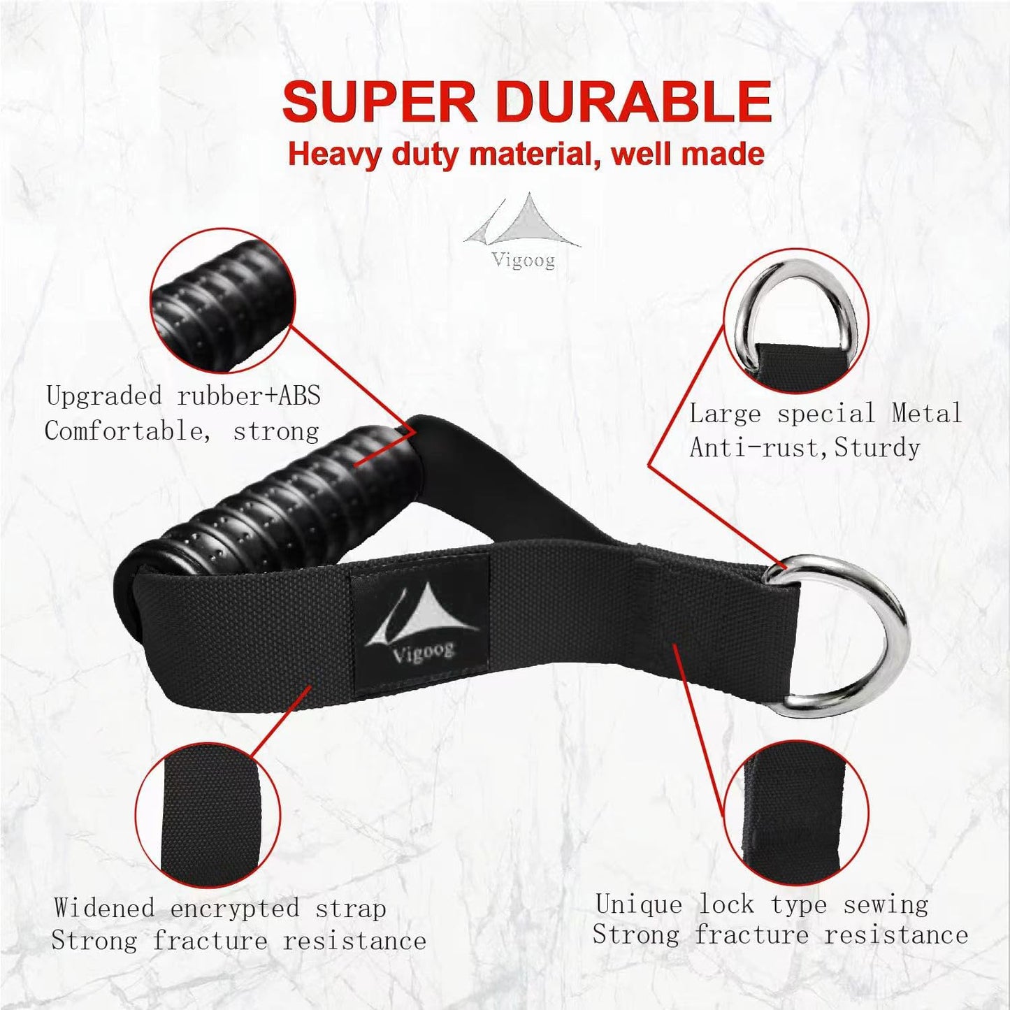 Vigoog Heavy Duty Gym Workout Handles Attachment for Cable Machine,Resistance Band,Pulley System Home Exercise Equipment, Comfortable and Stronger Grip