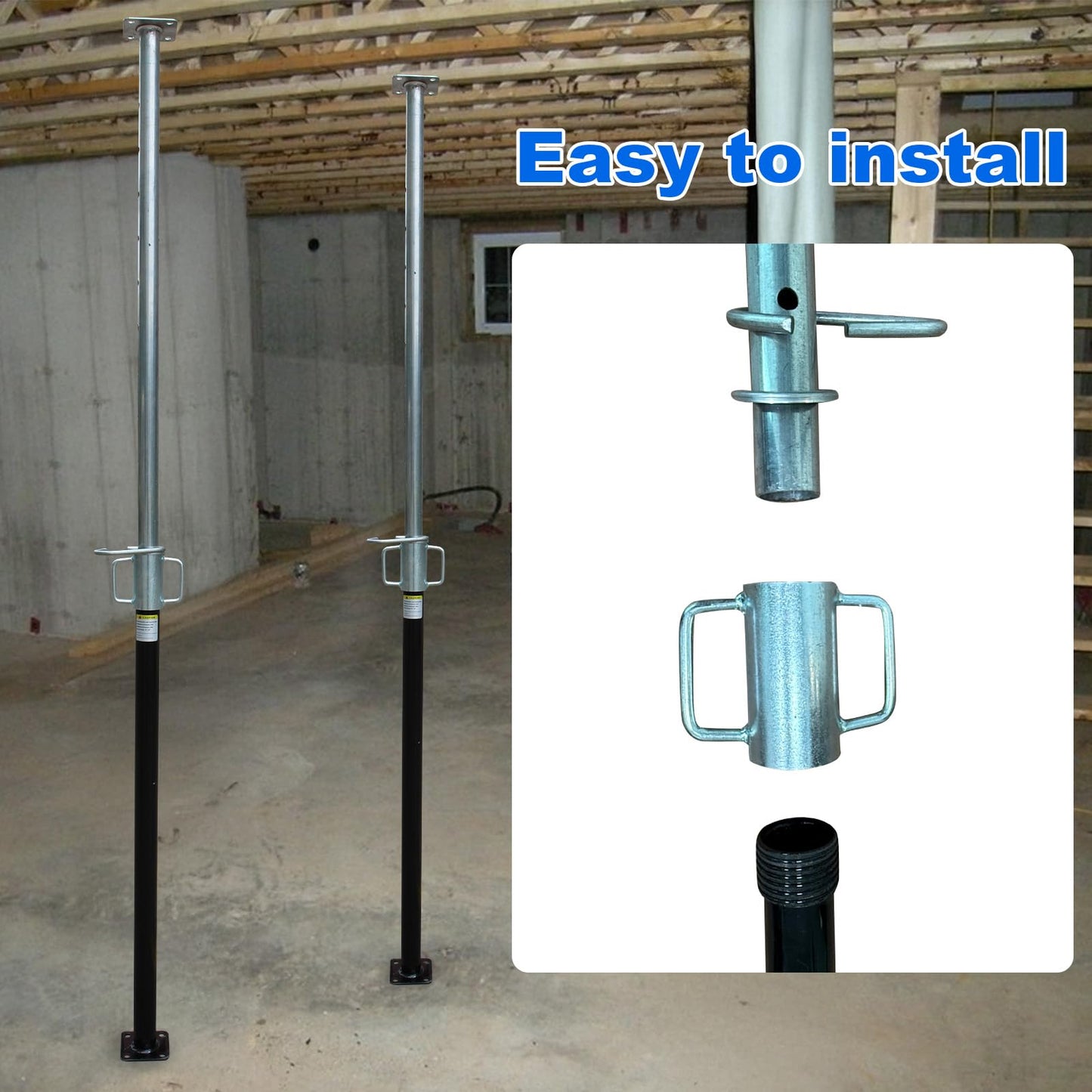 PHLKJL 2 Pack House Floor Jack,Adjustable Support Beam Basement Jack, 55"-94" Height Range, 2300 lbs Load Capacity, Jack Post Pole, Fit for Wood-Framed Basement and Crawl Space Basement Support