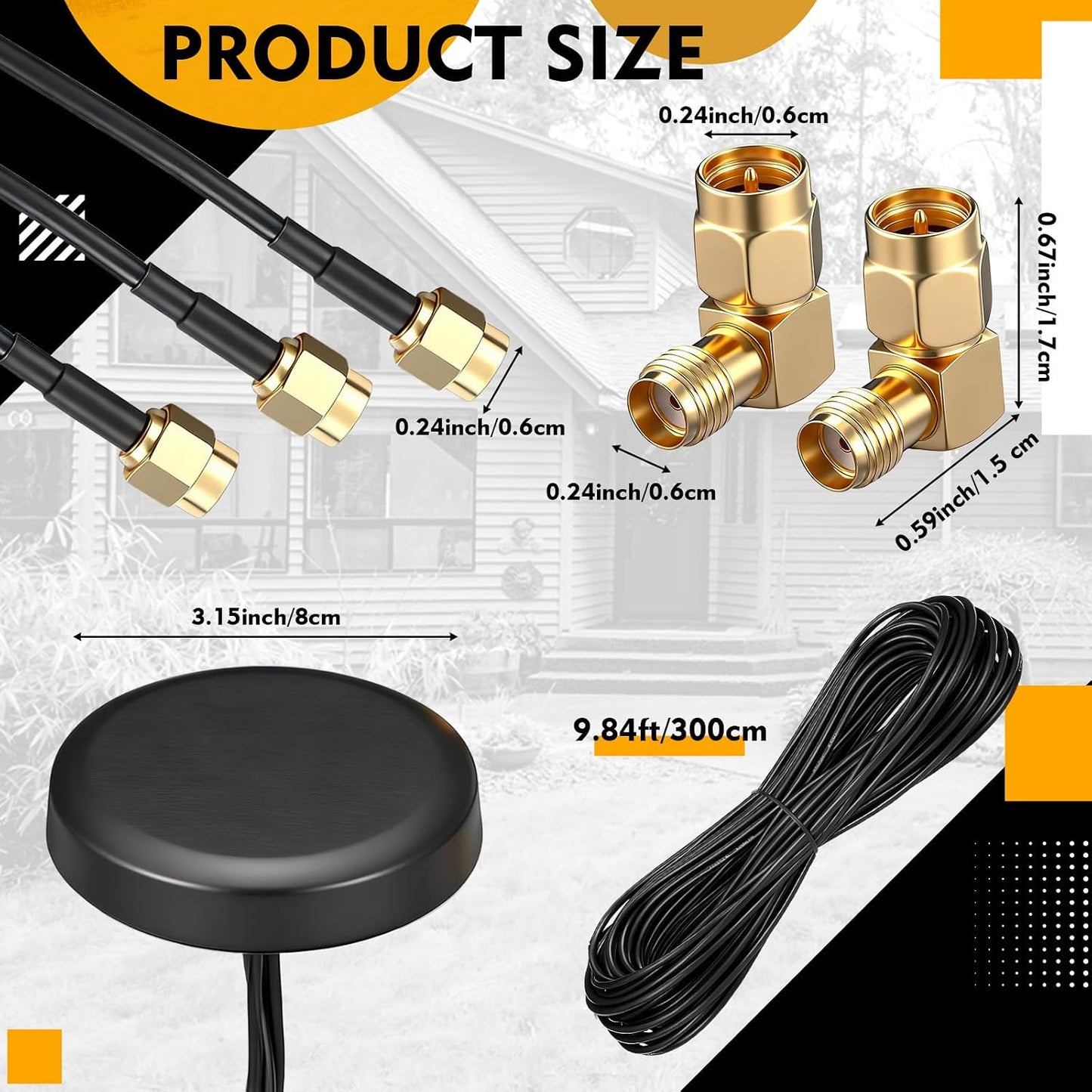 FairySandy 5 5G 4x4 5G Pcs Mobile Antenna MIMO Omnidirectional LTE Antenna with SMA Male to Female Right Angle Adapter