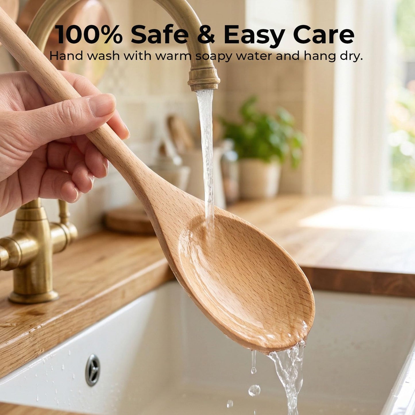 HANSGO 3PCS Wooden Spoons for Cooking, 12 Inch Long Handle Mixing Spoons for Baking, Tasting, Stirring Food, Hot Soups, Large Wooden Utensils for Nonstick Cookwares, Thoughtful Kitchen Gifts