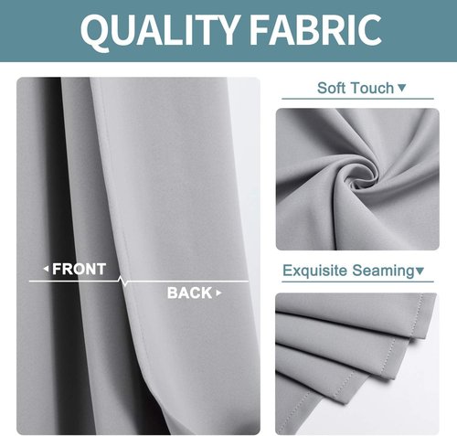 ChrisDowa Blackout Curtains - Thermal Insulated Room Darkening Panels | Light Grey, 90 Inches Long (Set of 2)