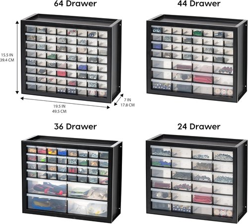 IRIS USA 26-Drawer Plastic Storage Organizer - Stackable Teacher Toolbox for Crafts & Supplies | Black