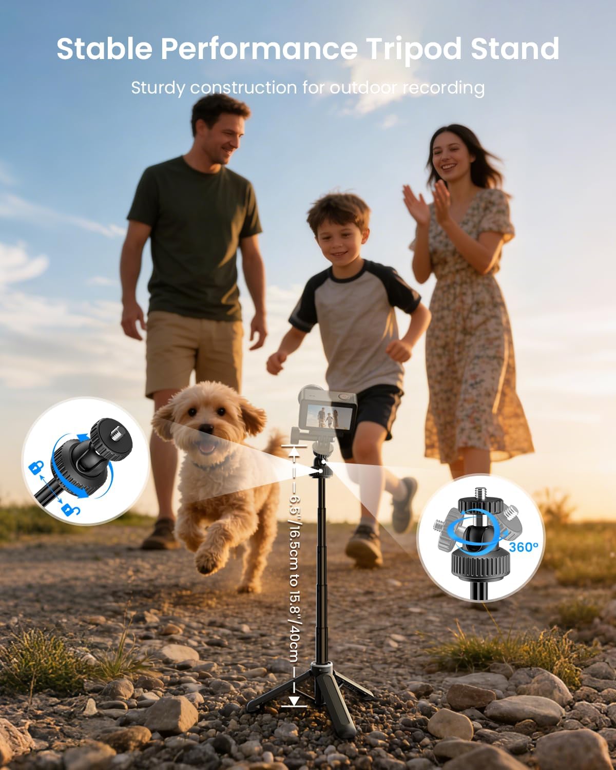 Maectech 15.8"/40cm 1/4" Insta360 X5/X4 13/12/MAX2 3/4 5Pro/6/4 Selfie Stick Tripod Extendable Mini Camera Tripod