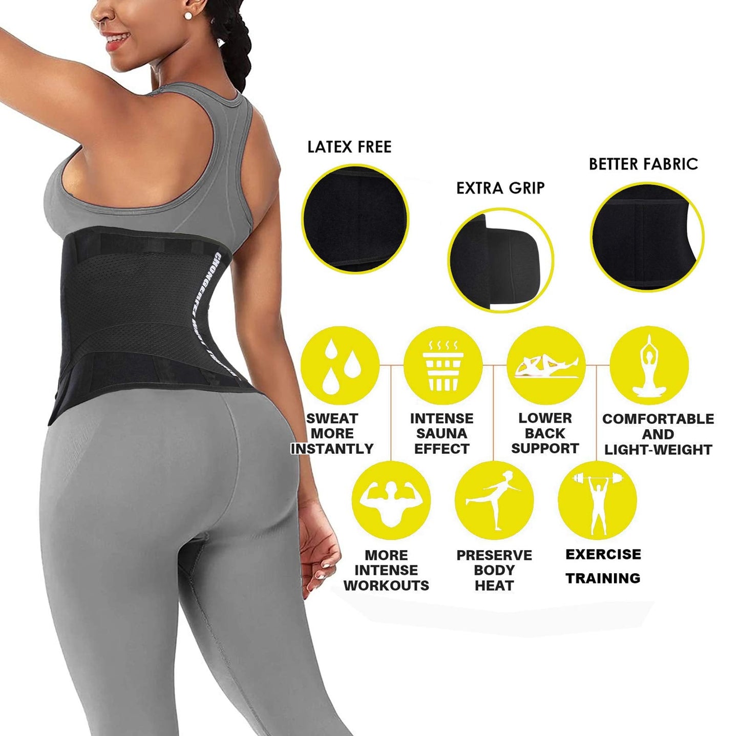 ChongErfei Waist Trainer Belt for Women & Man - Waist Trimmer Ab Belt - Tummy Control Body Shaper(Black,Medium)